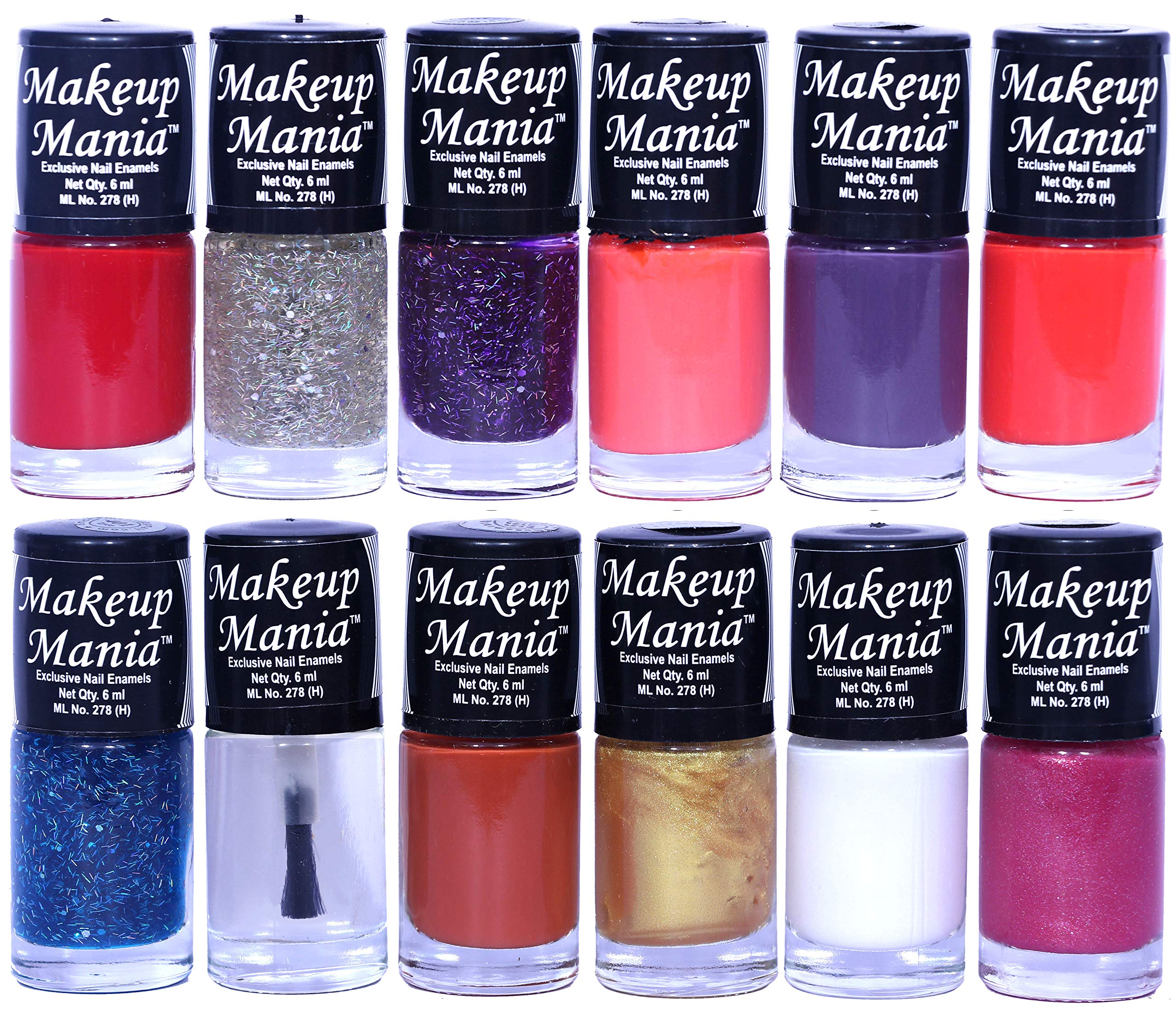 Makeup Mania 12-Piece Nail Polish Set - 6ml Each, Vibrant Multicolor Combo #89 - Perfect for Salon, Home Manicures & Gift Giving