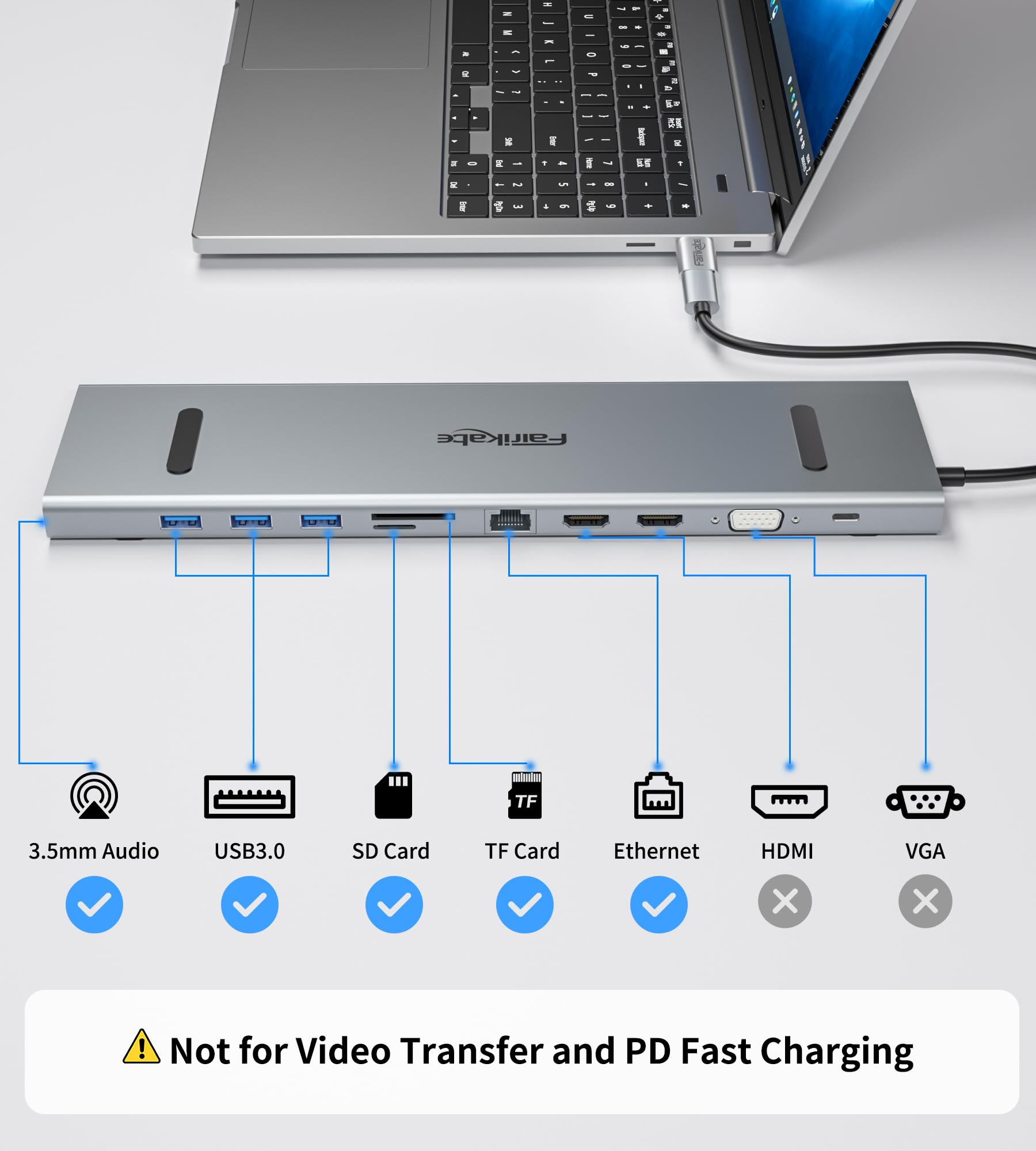 Fairikabe 5Gbps USB 3.0 to USB C Adapter (Silver) - USB C Female to USB Male Converter, Type C to USB 3.0 Adapter for Laptop, Computer, Charger, Power Bank - Perfect for Data Transfer & Charging Devices