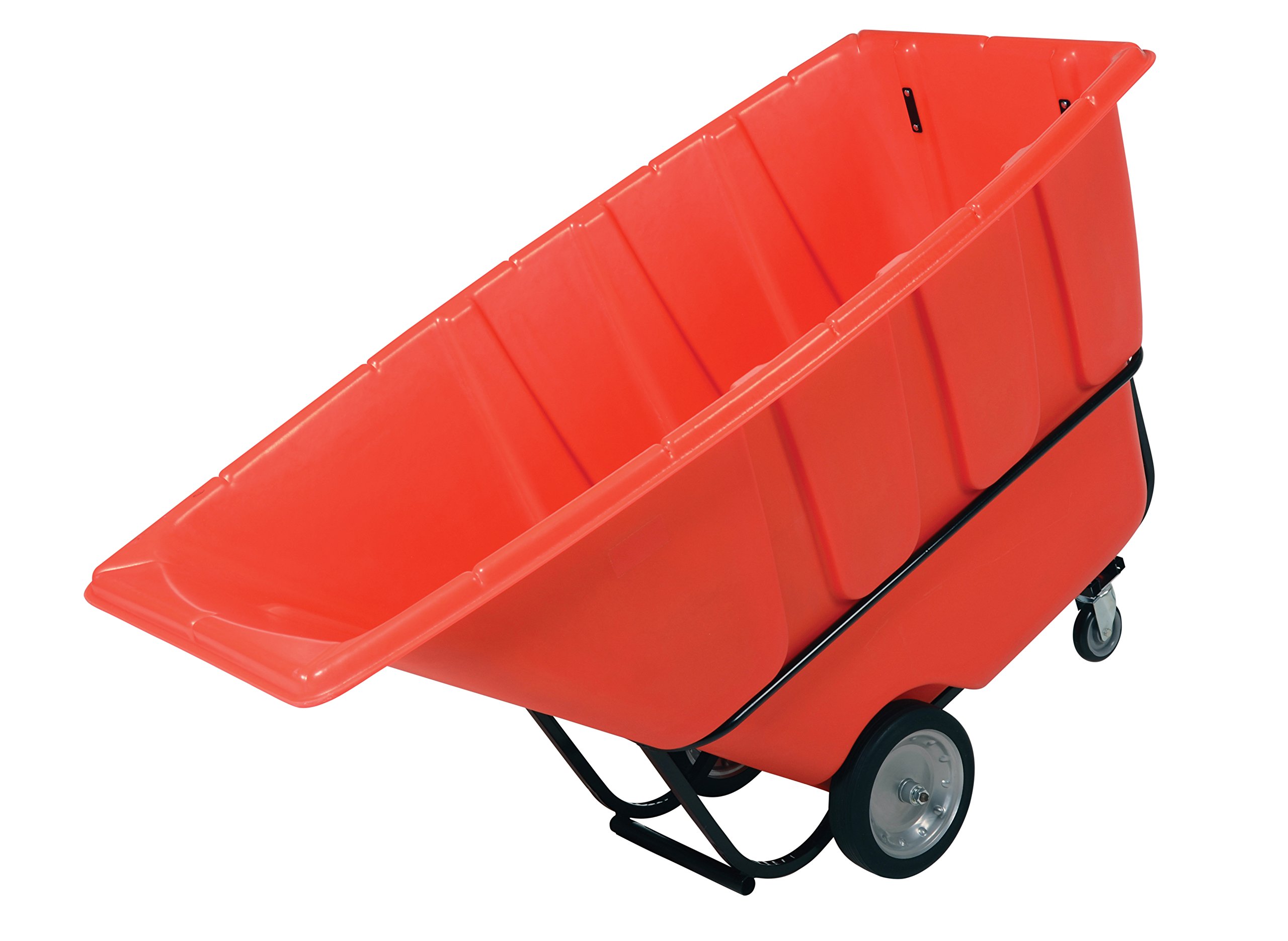 Vestil TDT-100-HD-RED Heavy Duty Plastic Tilt Truck - 1 Cubic Yard Capacity, 2100 lb Load Limit, Red | Industrial Material Handling & Warehouse Utility Cart for Moving Heavy Loads