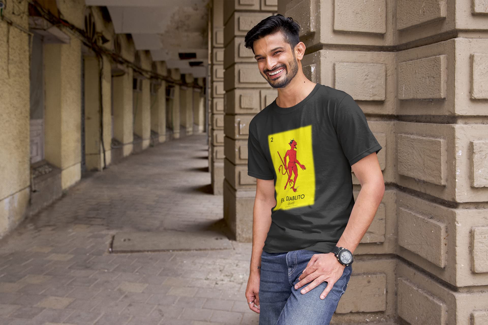 Pop Threads El Diablito Devil Loteria Card Mexican Graphic T-Shirt for Men - Cool Latino Cultural Tee for Parties, Cinco de Mayo & Hispanic Heritage Events