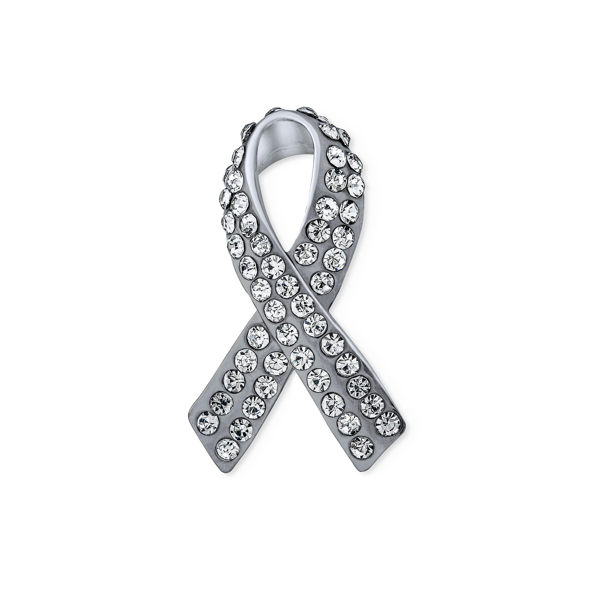 Cancer Awareness Ribbon Brooch Pin - Silver Pink Purple Crystal Enamel Jewelry for Women - Support & Survival Gift for Breast Cancer Awareness