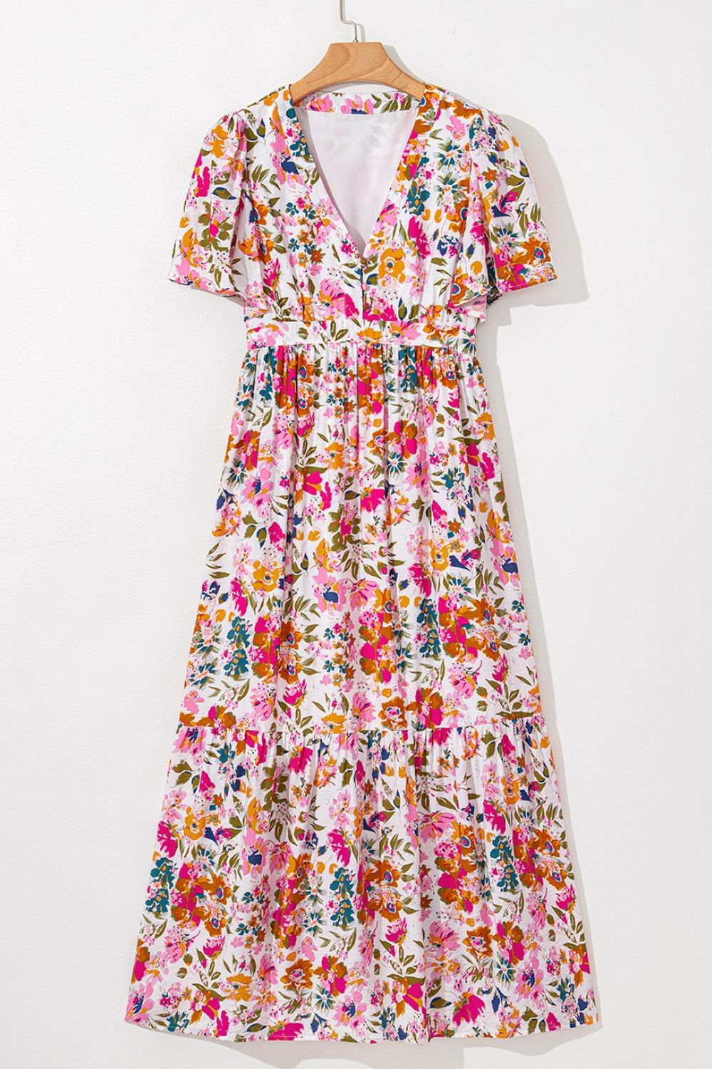 Floral Short Sleeve Summer Maxi Dress with Pockets - Women's Boho Beach Dress for Vacation, Date Night & Outdoor Parties