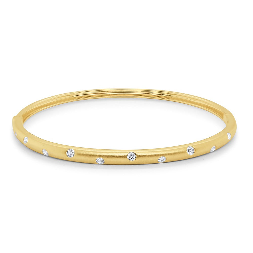 14K Yellow Gold Diamond Flush Set Bangle Bracelet for Women - Elegant Jewelry Gift for Weddings, Anniversaries & Special Occasions