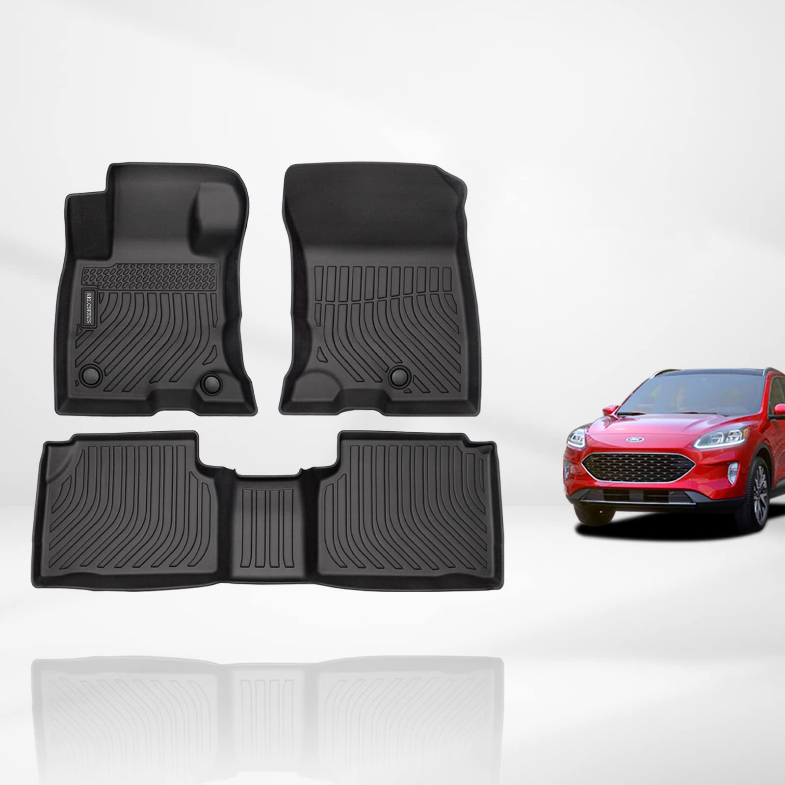Premium Custom Fit All-Weather Floor Mats for 2020-2023 Ford Escape Hybrid/Plug-in Hybrid - Waterproof Heavy Duty Automotive Floor Liners Full Set (Front & Rear) - Perfect for Road Trips, Daily Commute & Extreme Weather Protection