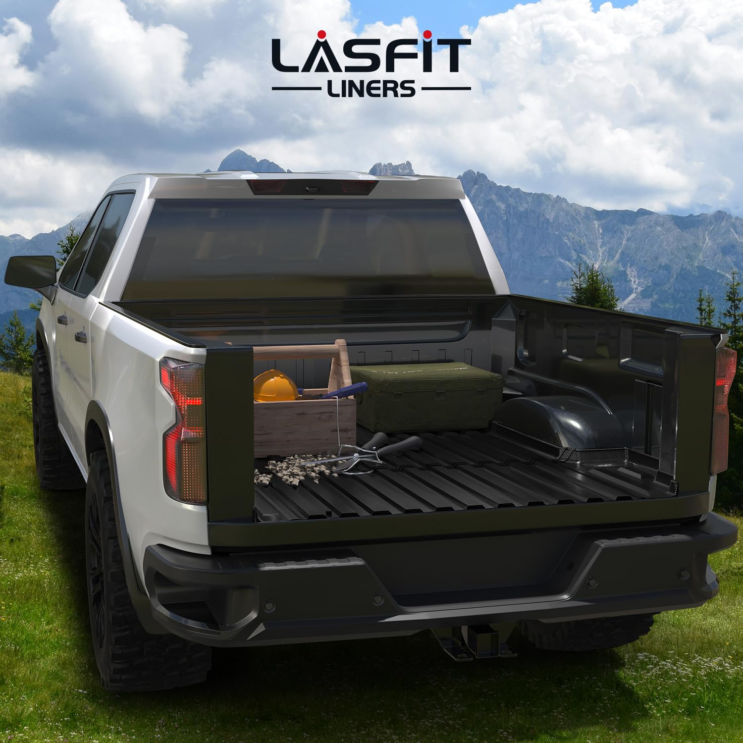 LASFIT TPE Truck Bed Mat for Chevrolet Silverado & GMC Sierra 1500 (2019-2025) | 5.8FT Bed Liner | All-Weather Protection | Non-Slip Durable Black Bed Mat | Perfect for Hauling, Camping & Outdoor Adventures