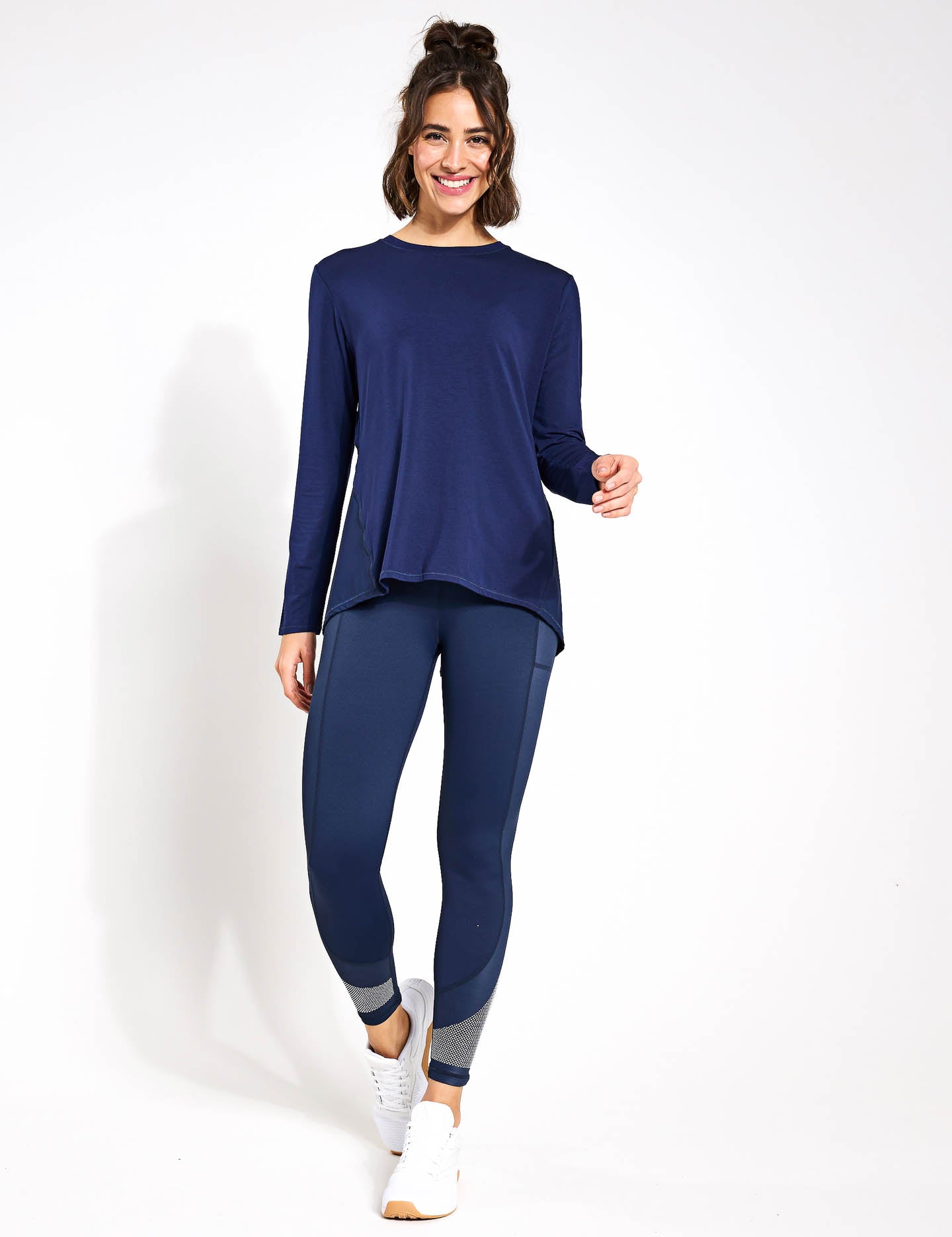 Kendall Women's Long Sleeve T-Shirt - Soft Cotton Crewneck Basic Top in Navy Blue | Casual Wear, Layering, Everyday Outfits