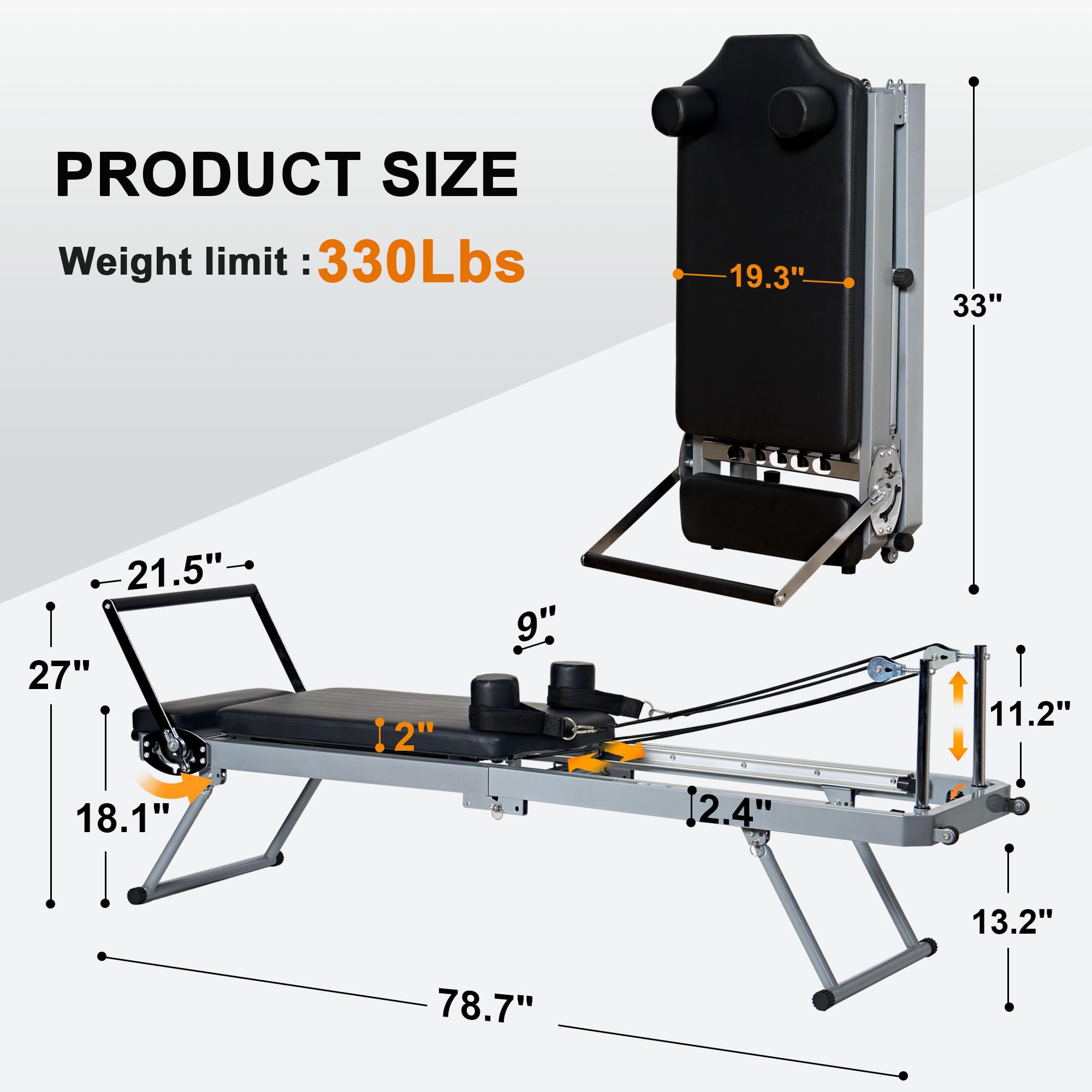 Soges Foldable Pilates Reformer Machine for Home Gym - Professional Pilates Workout Equipment for Beginners & Advanced Users - High Strength Cardio Fitness Rebounder - Perfect for Home Workouts, Studio Training & Physical Therapy