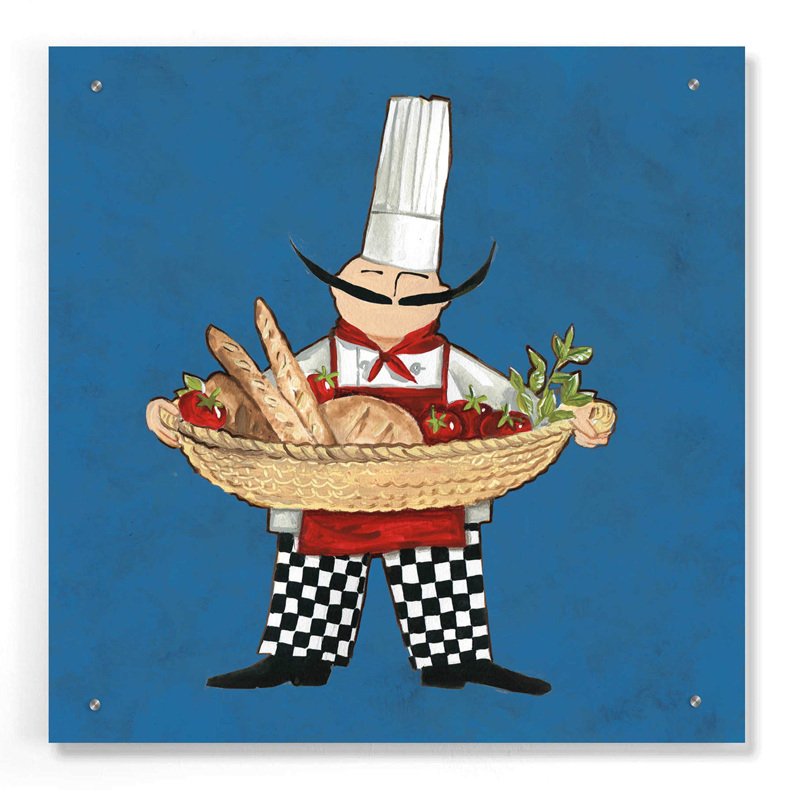 Epic Art 'Pane Chef in Color' by Ann Tavoletti - Vibrant 24x24 Inch Acrylic Glass Wall Painting - Perfect for Kitchen Decor, Dining Room Art & Modern Home Interior Design