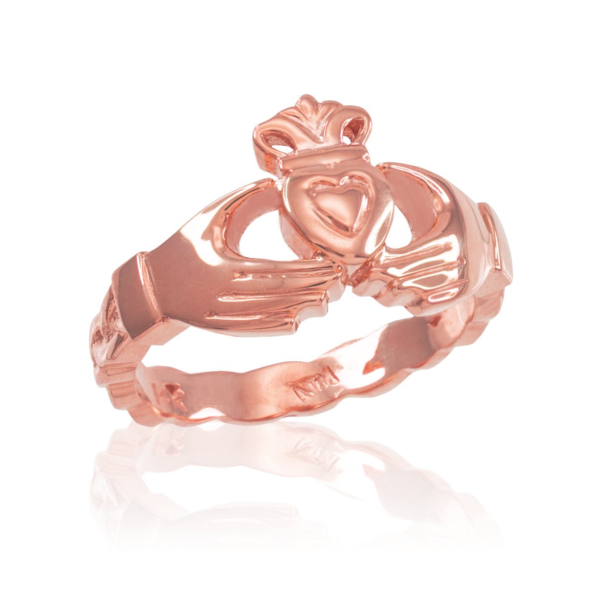 10K Rose Gold Celtic Claddagh Ring for Women - Traditional Irish Wedding Band, Engagement Ring, Promise Ring - Perfect for Anniversaries, Valentine's Day & Special Occasions