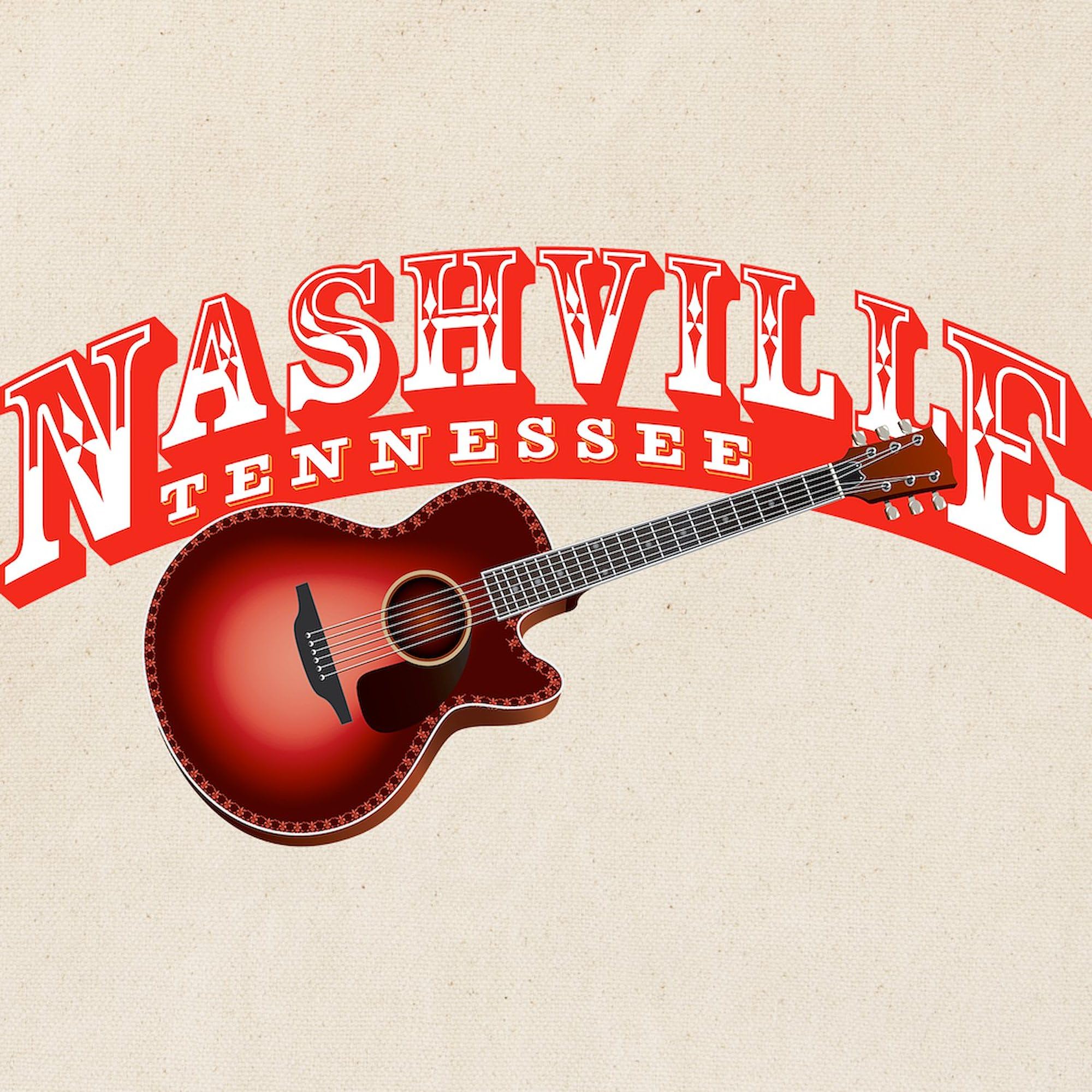 Nashville Guitar Tote Bag - Natural Canvas Reusable Shopping Bag for Music Lovers | Perfect for Groceries, Beach Trips & Concert Merch
