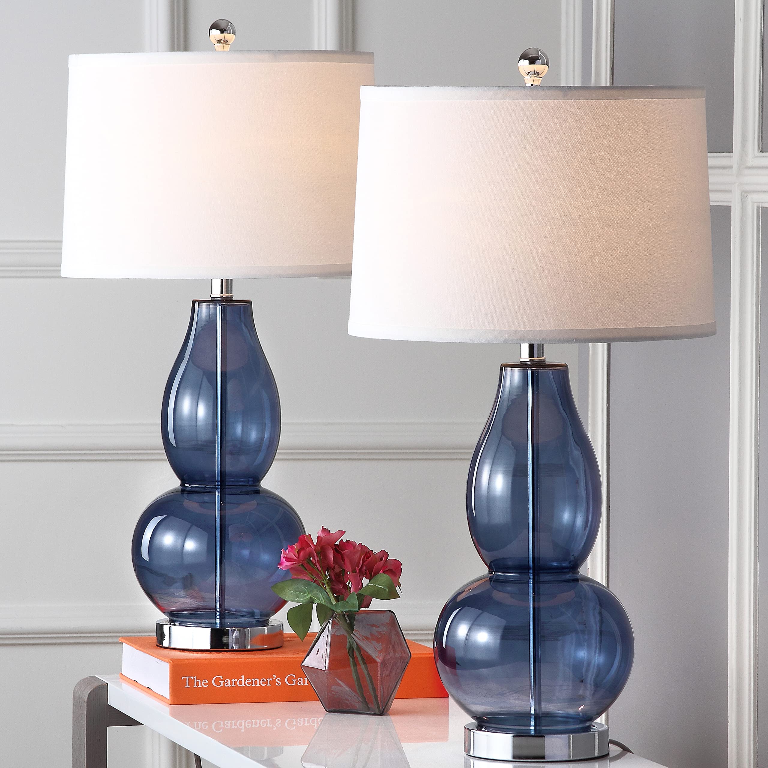 SAFAVIEH Mercurio Blue Glass Double Gourd Table Lamp Set of 2 - 29