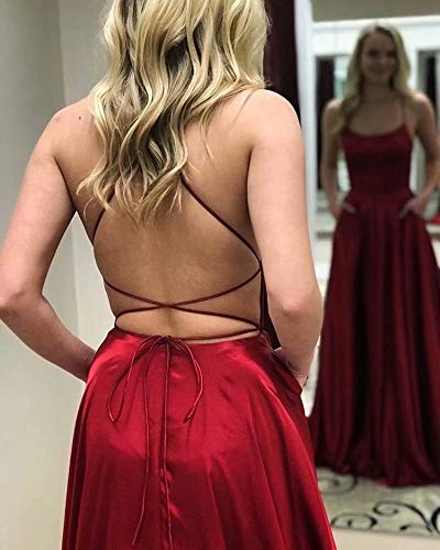 Elegant Green Halter Prom Dress for Women - Long Side Split, Backless Satin Formal Evening Gown with Pockets (Size 8) | Perfect for Homecoming, Prom Night, Cocktail Parties & Special Occasions