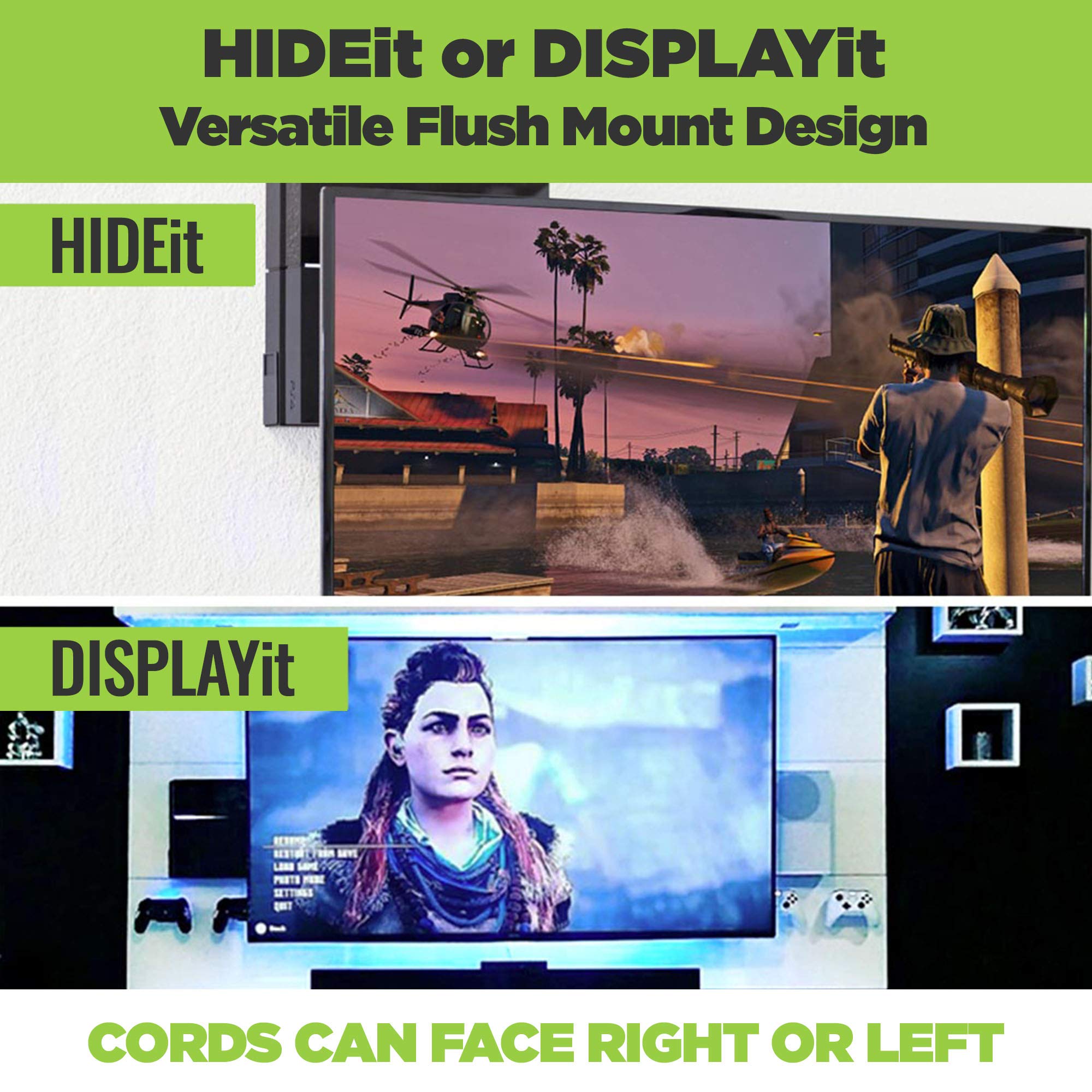 HIDEit Mounts 4 Wall Mount for Original PS4 - Black Steel TV Console Holder - Made in USA (Patented 2016) - Secure Space-Saving Solution for PS4 Near or Behind TV - Perfect for Gaming Rooms & Home Entertainment Setup