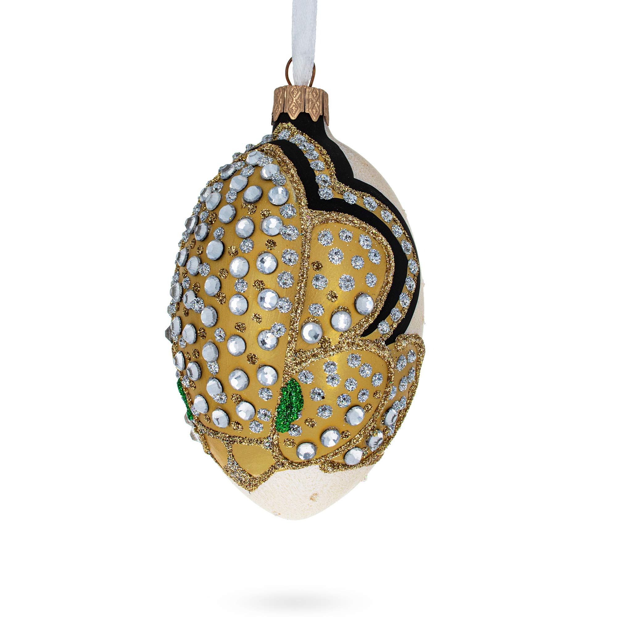 Louis-Francois Designer Jeweled Panther Glass Christmas Ornament - 4 Inch Handmade Holiday Decor for Tree, Gift & Home Decoration - Perfect for Xmas, Parties & Festive Celebrations
