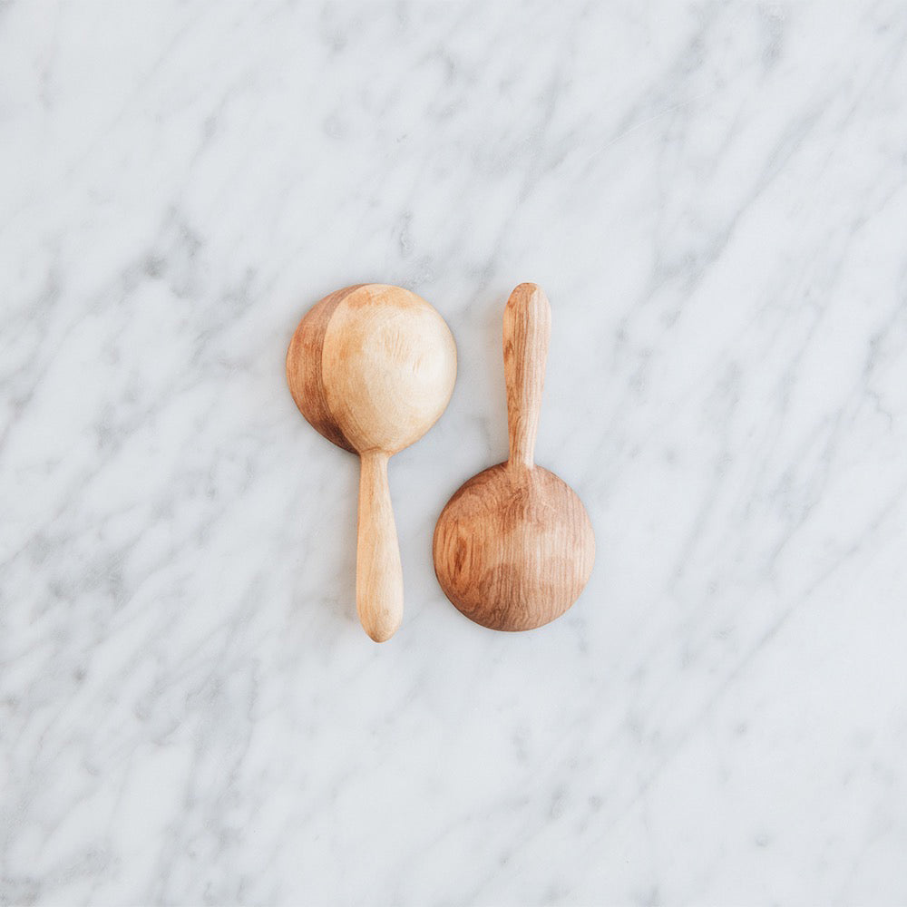 Premium Wild Olive Wood Scoop Spoon Set - Handcrafted Kitchen Utensils for Cooking, Baking & Serving - Perfect for Spices, Coffee, Sugar & More