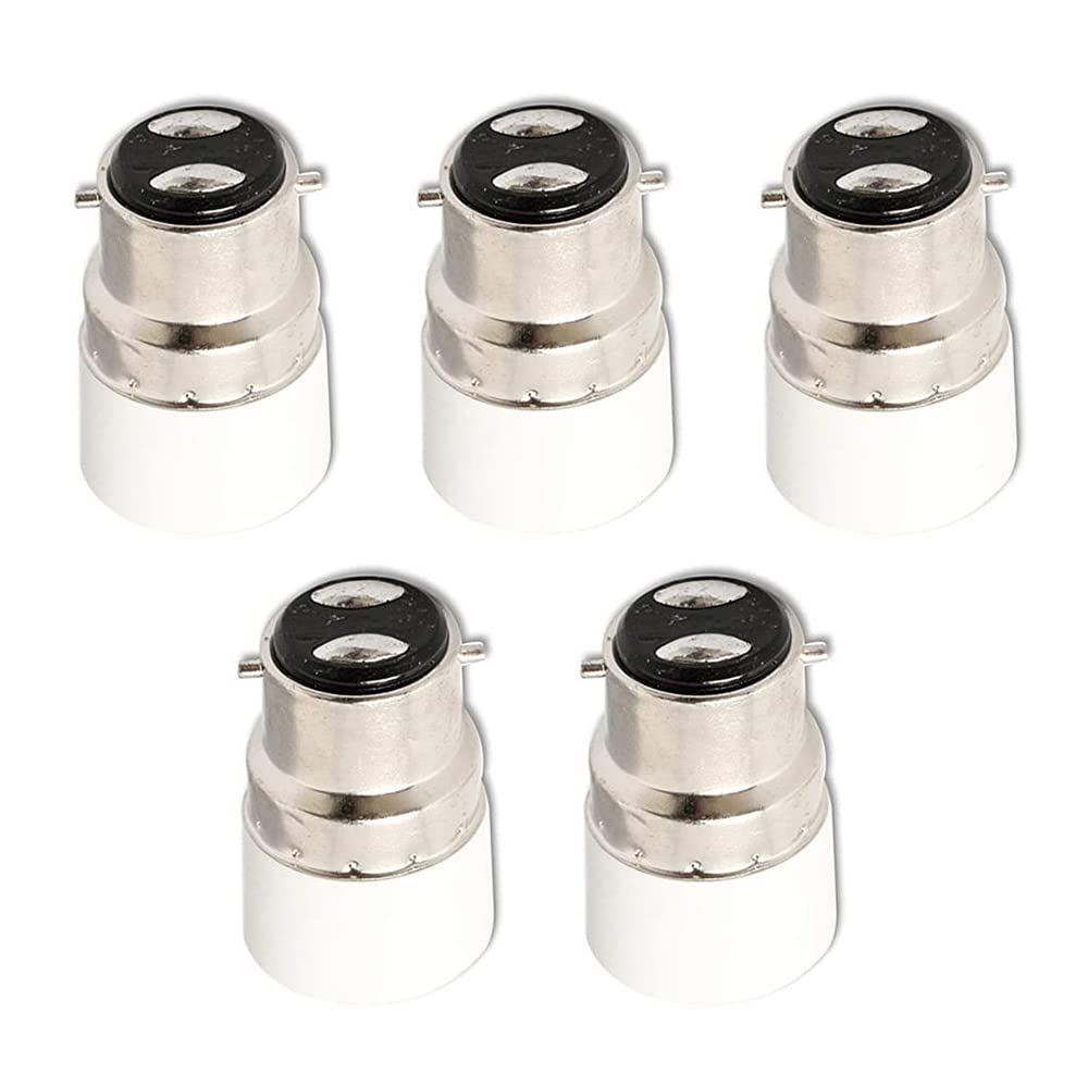 5X B22 to E14 Socket Converter Adapter - Lamp Base & Socket Adapter for LED, CFL Bulbs - Perfect for Home Lighting, DIY Projects & Vintage Fixtures