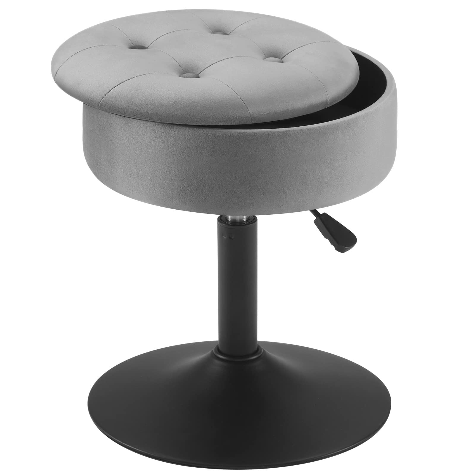 Velvet Makeup Stool with Storage - Adjustable Vanity Chair for Dressing Room