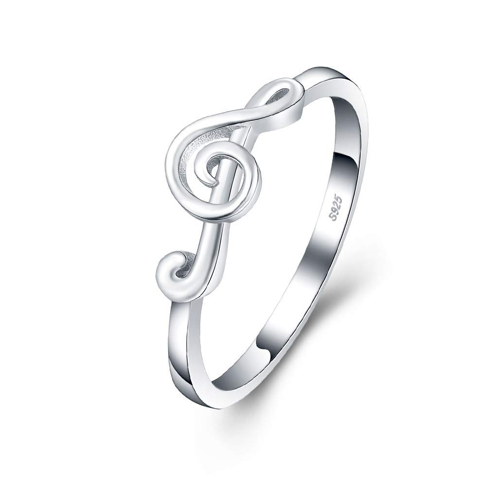 Treble Clef Rings for Women - Sterling Silver Music Note Rhythm Jewelry - Perfect for Musicians, Music Lovers & Gift Giving