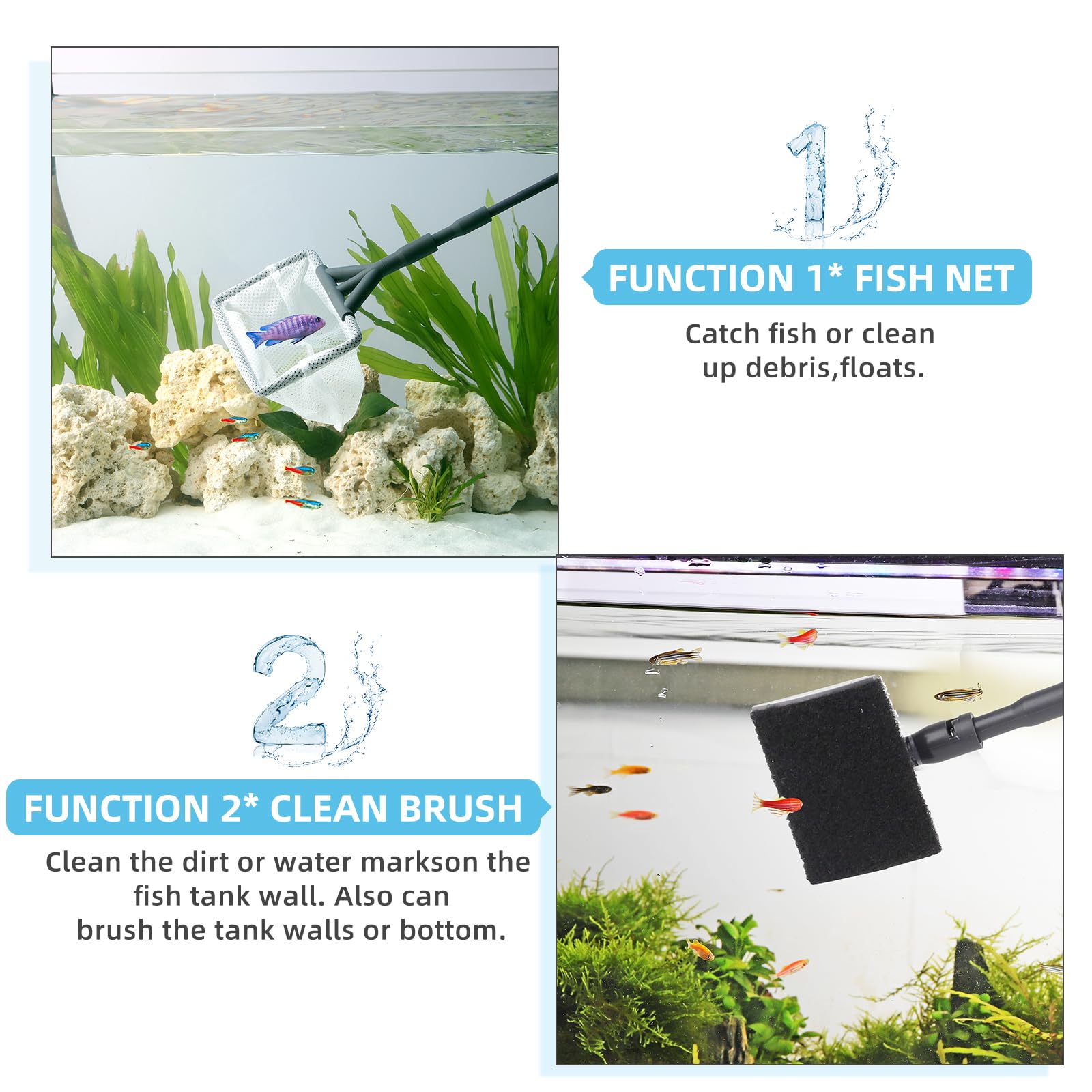 Hygger Aquarium Gravel Cleaner Kit - Fish Tank Cleaning Brush & Water Changer with Sand Vacuum Siphon | Includes Hose Controller Clamp for Easy Aquarium Maintenance | Perfect for Freshwater & Saltwater Tanks