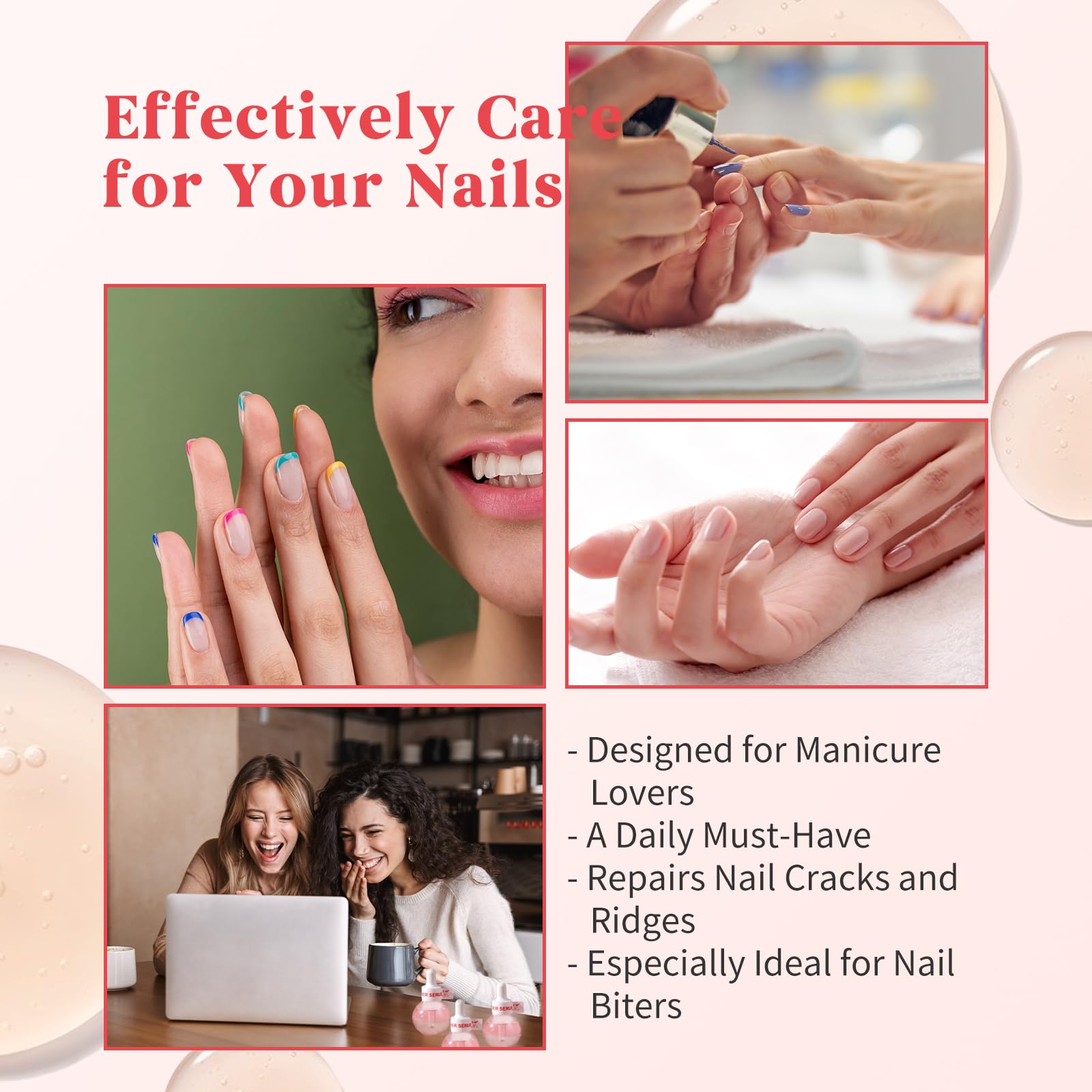 Nail Strengthener & Repair Treatment for Thin, Weak, Damaged Nails - Ridge Filling Base Coat with Growth Conditioning | At-Home Salon Nail Care Solution
