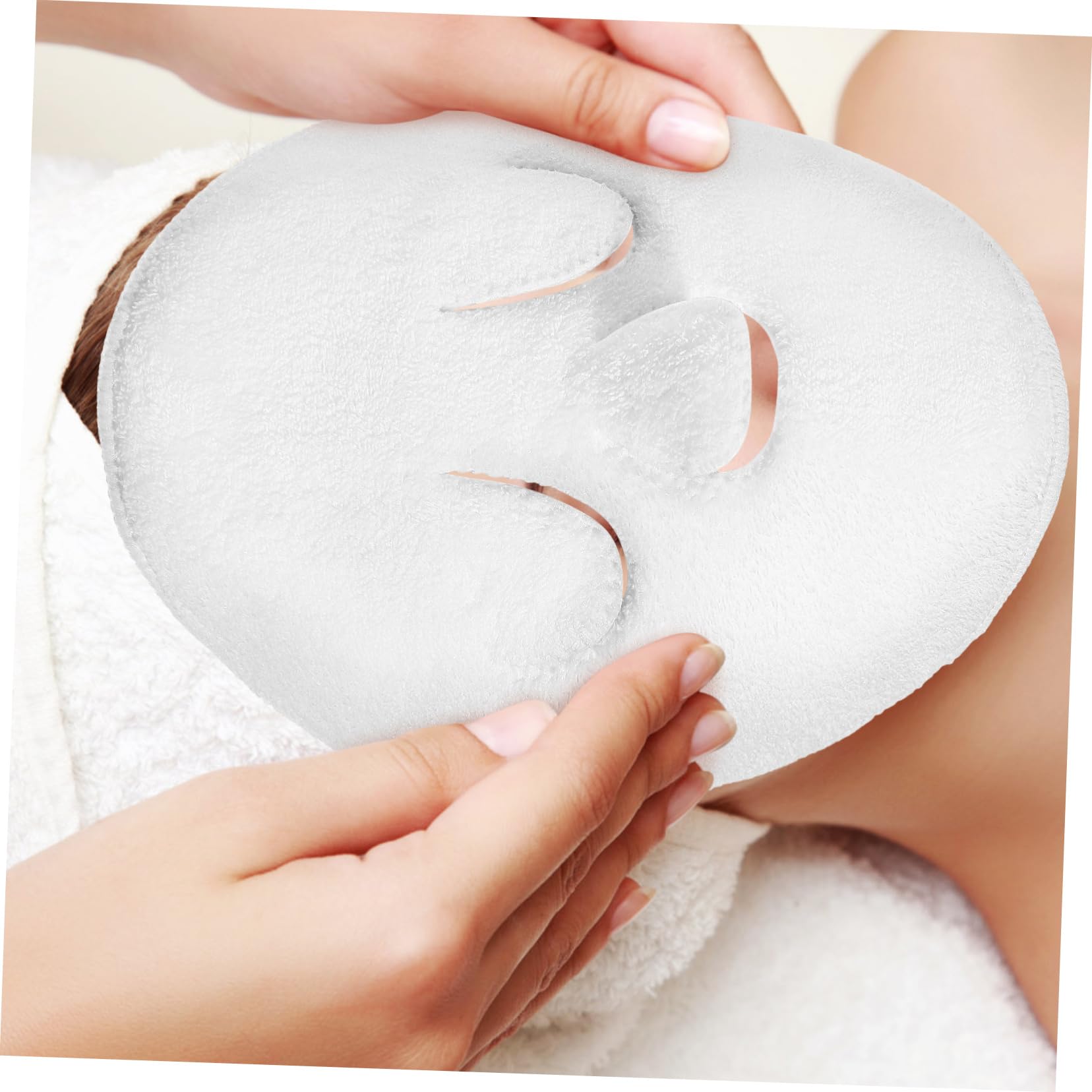 2Pcs Reusable Face Towel Masks - Soft White Facial Towel Set for Skincare & Hot Compress