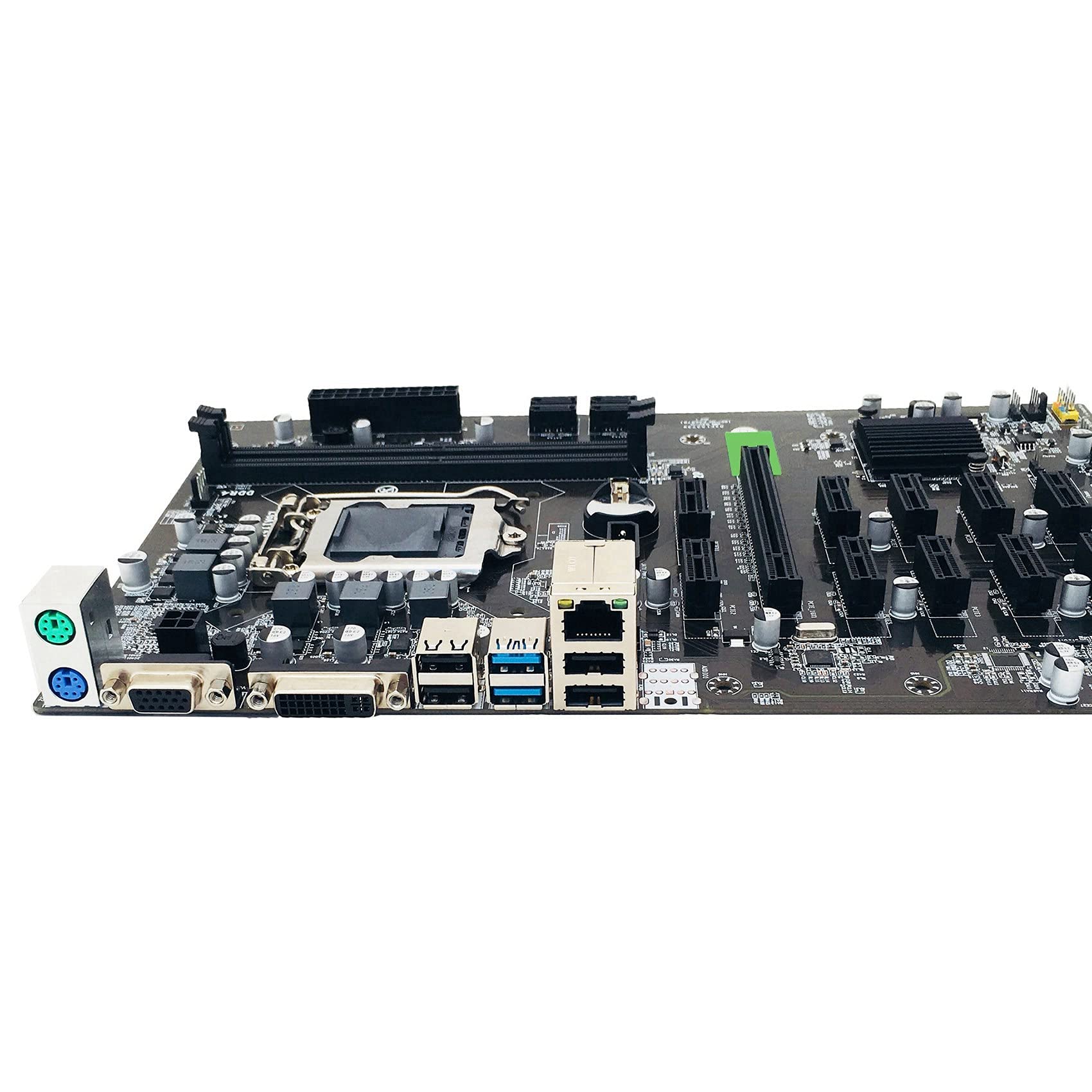 Flisdtry B250 BTC Mining Motherboard with Intel G3920/G3930 CPU, 12 GPU Slots, LGA 1151, DDR4, USB 3.0 - Includes SATA & Switch Cables - Perfect for Cryptocurrency Mining Rigs & Ethereum Mining Setup