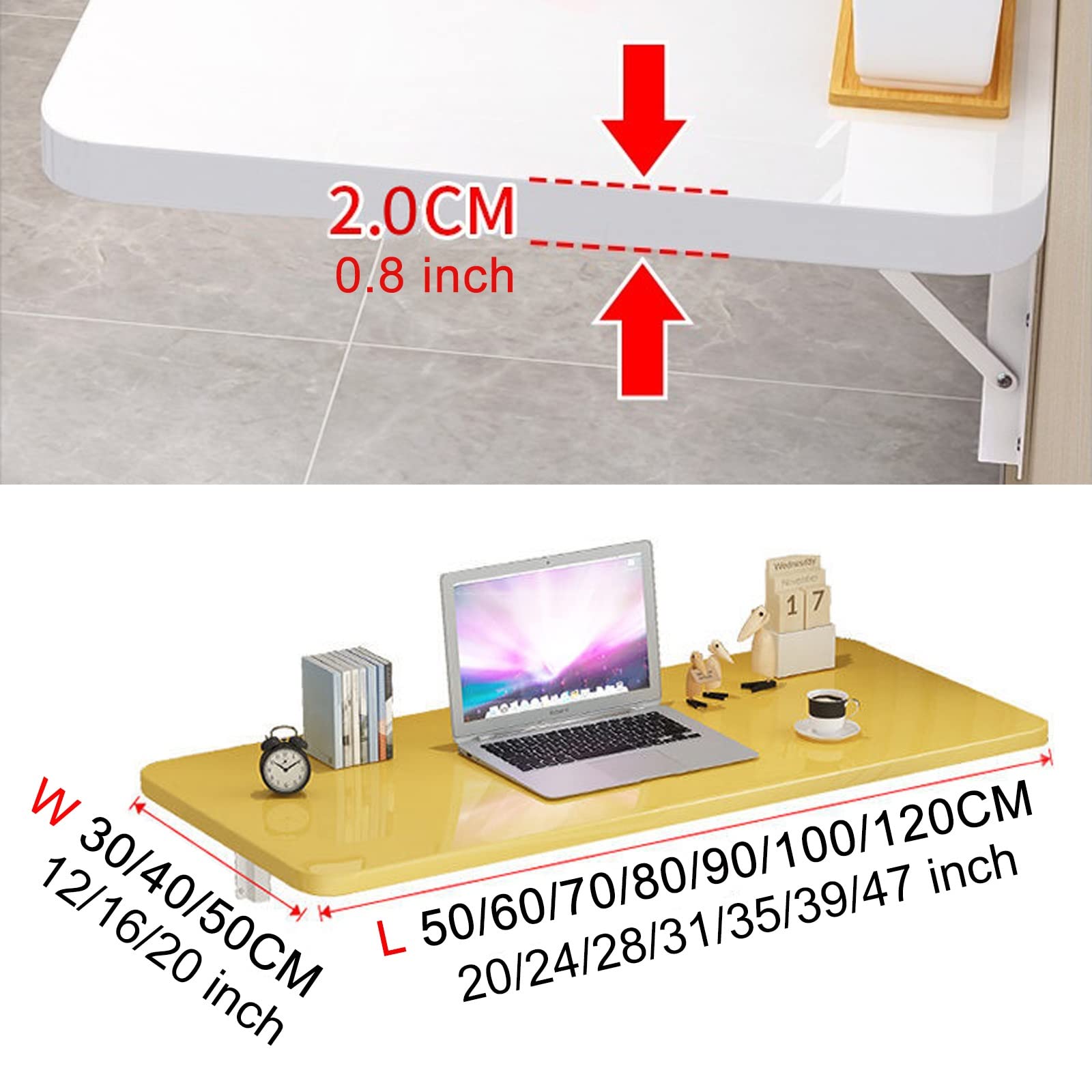 Foldable Wall Mounted Drop Leaf Table - Compact Computer Desk & Study Table (20
