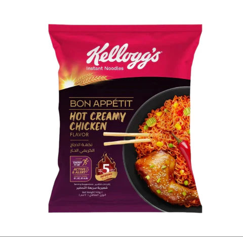 Kellogg's Bon Appétit Hot Creamy Chicken Flavor Instant Noodles - Quick & Delicious Meal for Busy Days, Office Lunch or Late Night Snack