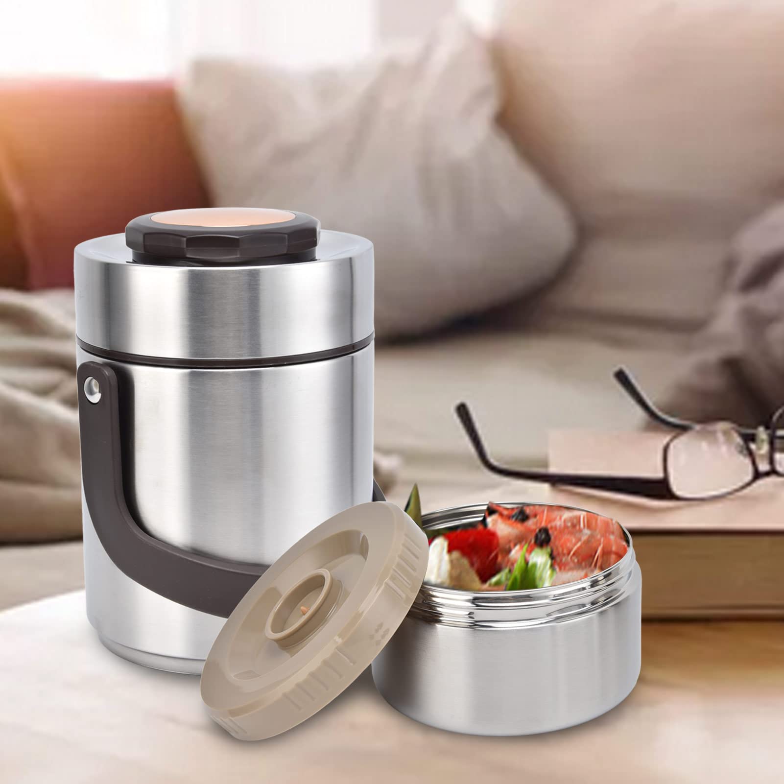 **Mumusuki Stackable Insulated Food Container - Stainless Steel Vacuum Lunch Box for Adults, Leakproof & Thermal for Office, Picnic & Travel**