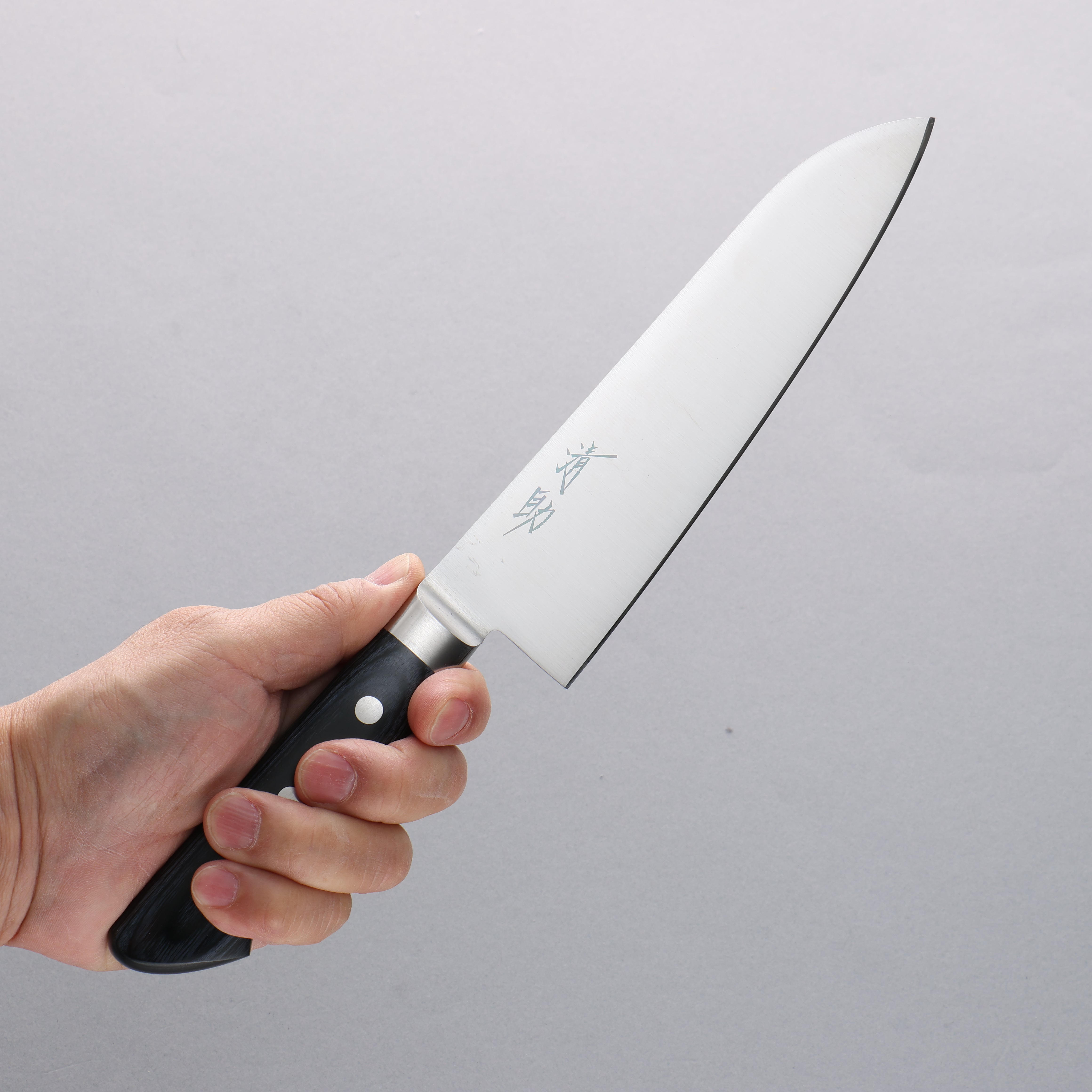 Premium Seisuke Seiten Molybdenum Santoku Knife 180mm - Navy Blue Pakka Wood Handle - Japanese Kitchen Knife for Slicing, Dicing, and Chopping Vegetables, Fruits, and Meat