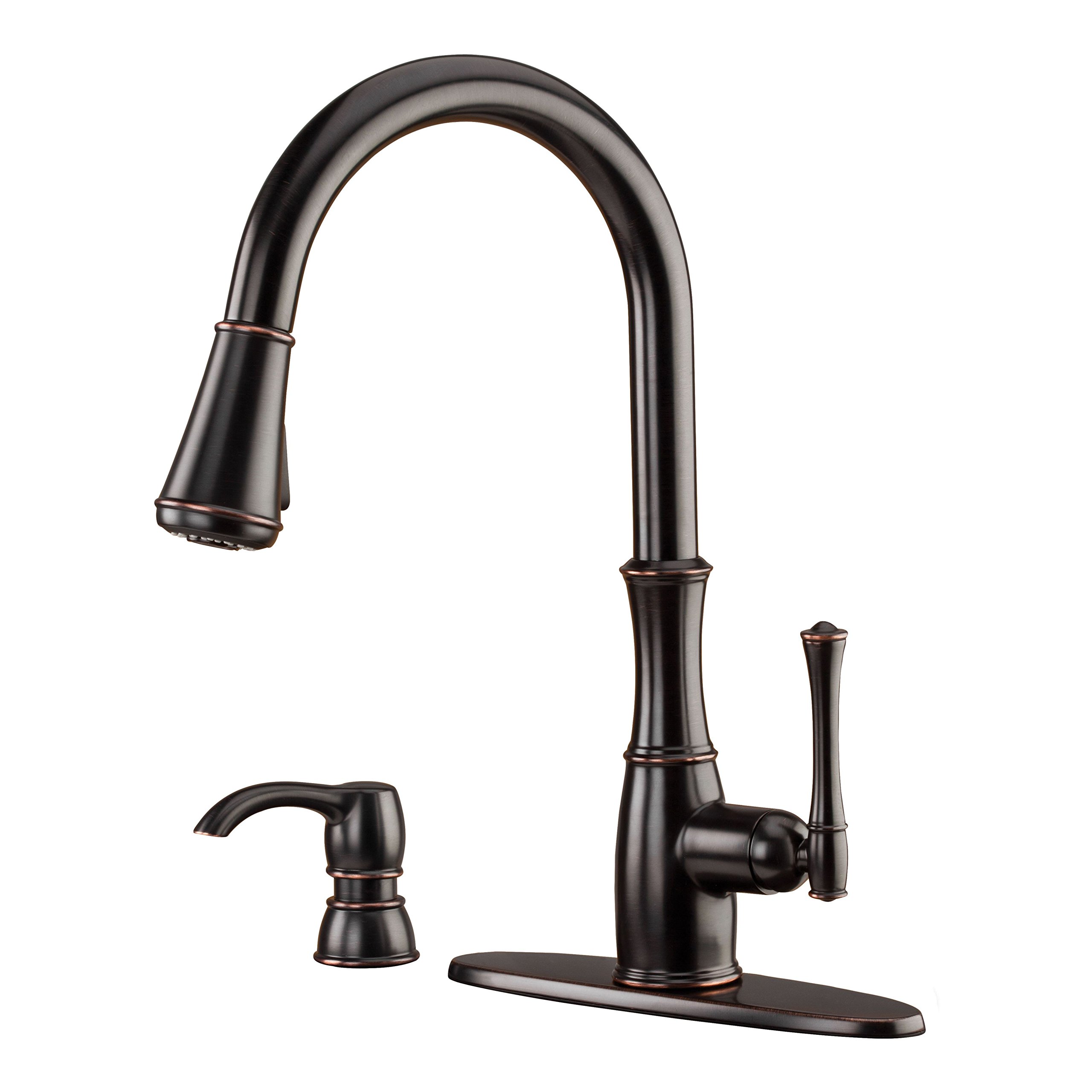 Pfister Wheaton 1-Handle Pull Down Kitchen Faucet with Soap Dispenser in Tuscan Bronze PF5297WHY - Modern Touchless Design for Easy Cooking & Dishwashing in Your Home Kitchen