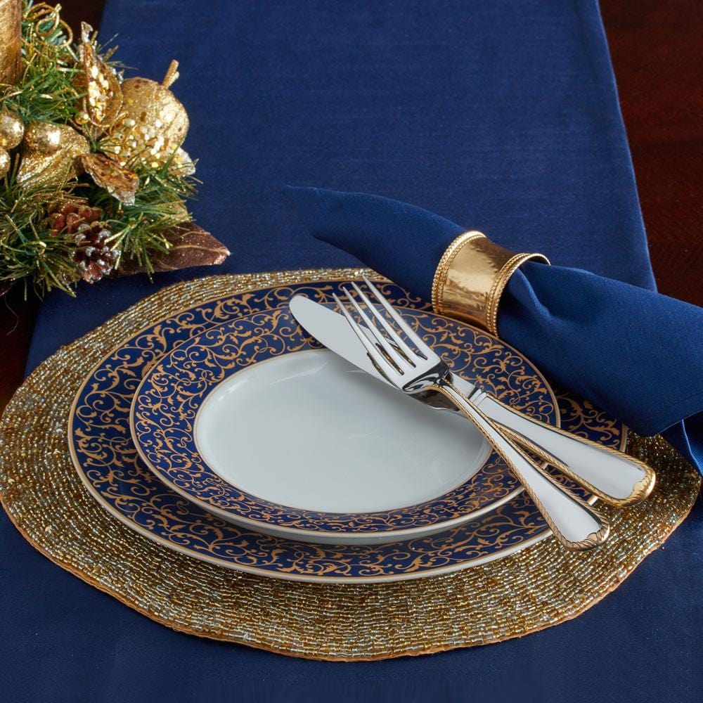 Elegant Cobalt Blue Parchment Salad Plates - Set of 4 for Dinner Parties, Wedding Receptions & Fine Dining