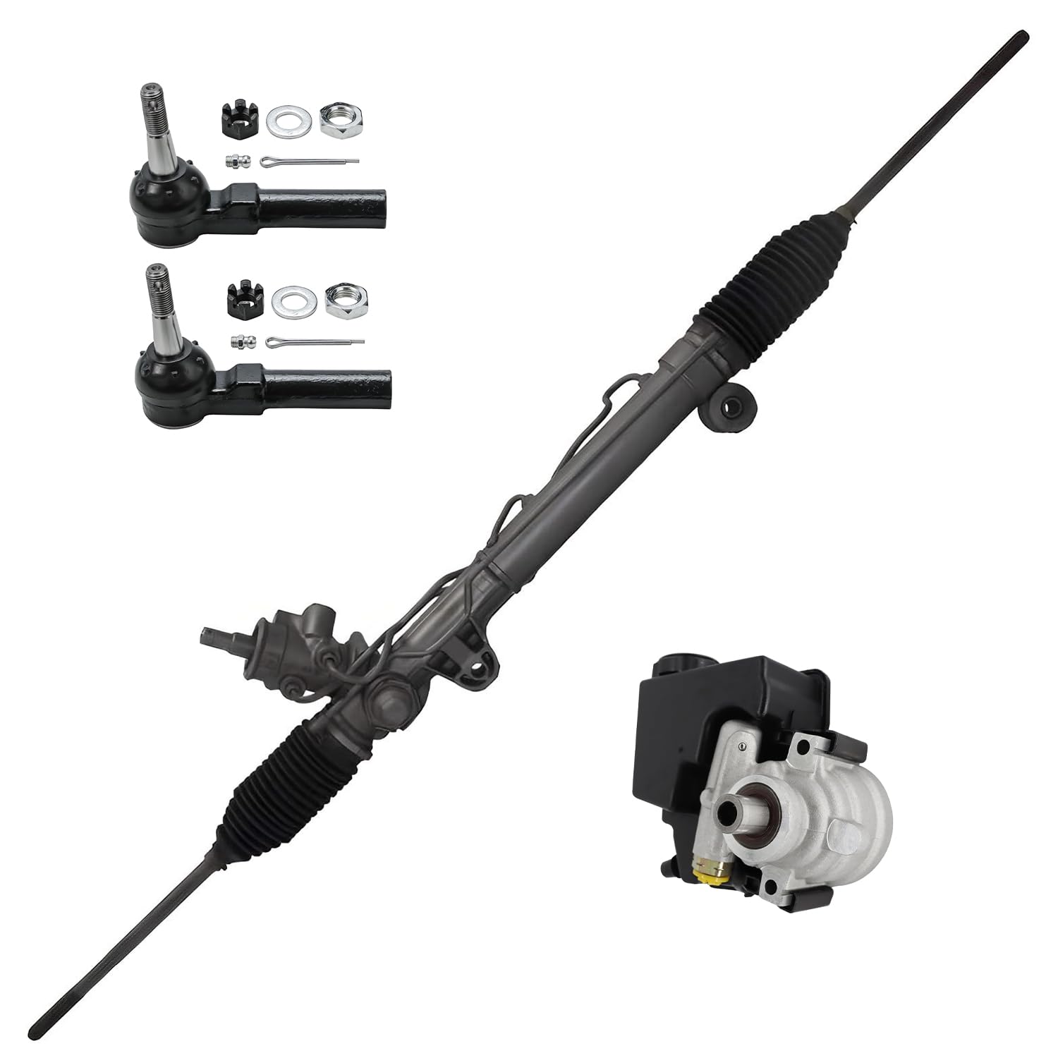 Detroit Axle 3.8L Power Steering Rack and Pinion Kit for Pontiac Grand Prix, Buick LaCrosse, Chevy Impala & Monte Carlo - Includes Steering Pump with Pulley & Front Outer Tie Rods - Perfect for Smooth Steering & Vehicle Maintenance