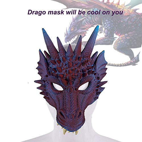 Alodidae 3D Dragon Mask - Scary Halloween Costume for Adults Men, Cosplay Animal Half Face Mask - Perfect for Halloween Parties, Cosplay Events & Costume Contests