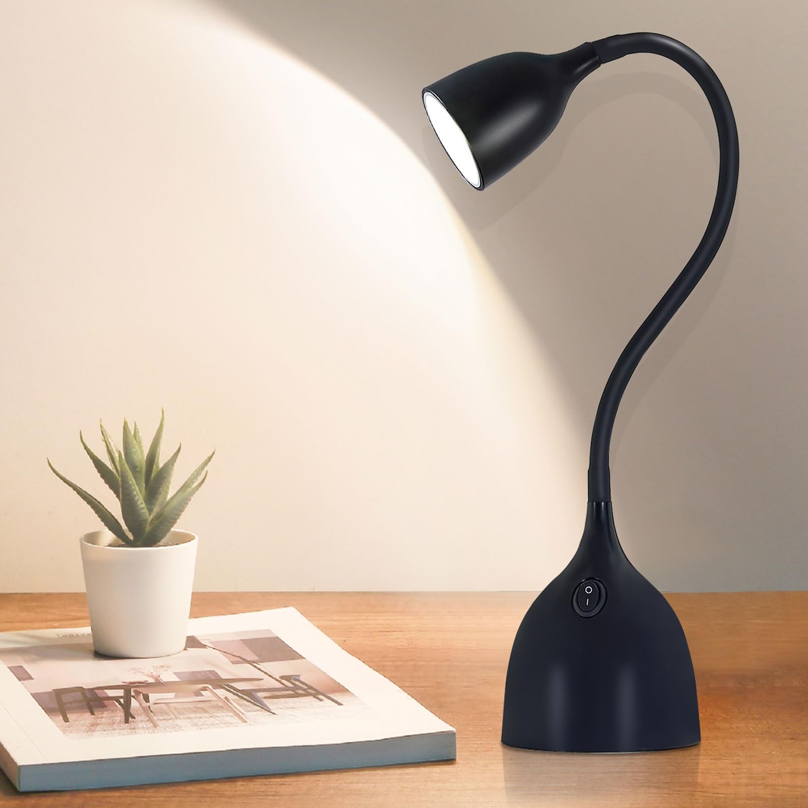 Adjustable LED Desk Lamp for Home Office & Study - Flexible Gooseneck Reading Light with Eye-Caring Technology - Perfect for College Dorm Rooms, Night Reading & Computer Work (Black)