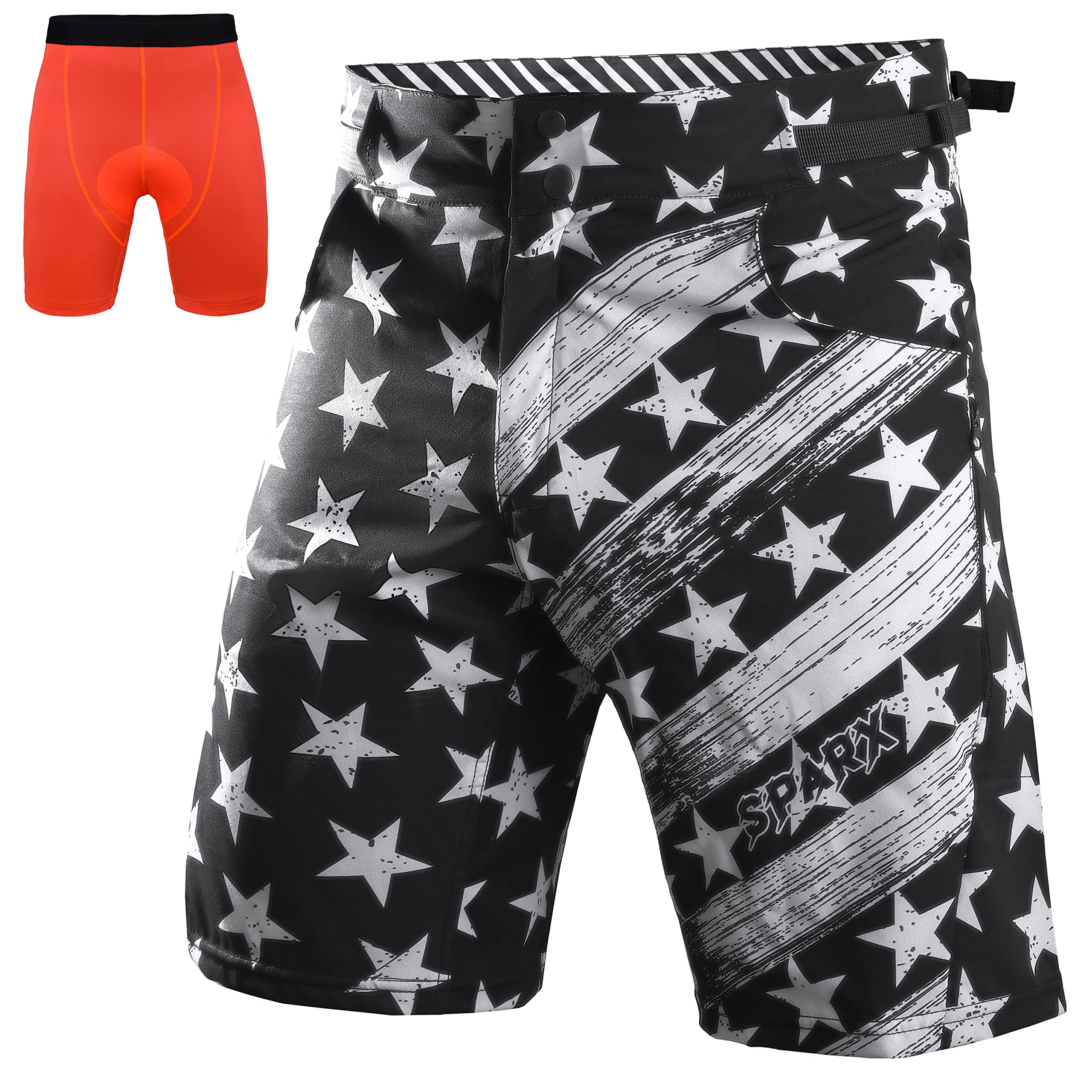 SPARX Men's Mountain Bike Shorts - Padded MTB Cycling Shorts with Stretch & Loose-Fit for Comfortable Trail Riding & Biking Adventures