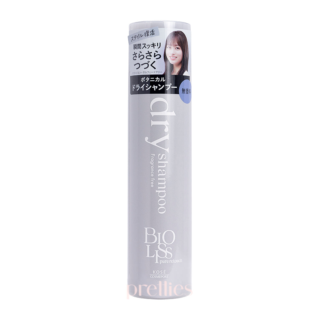 KOSE Bioliss Pure Retouch Dry Shampoo 95g - Fragrance Free & Grey | Quick Hair Refresh for Busy Mornings & Travel