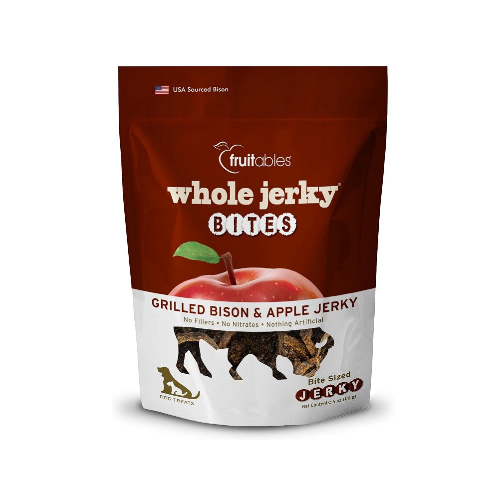 Premium Bison & Apple Whole Jerky Bites - All-Natural Dog Treats for Training, Rewards & Healthy Snacking - High-Protein, Grain-Free Dog Chews for Active Pets