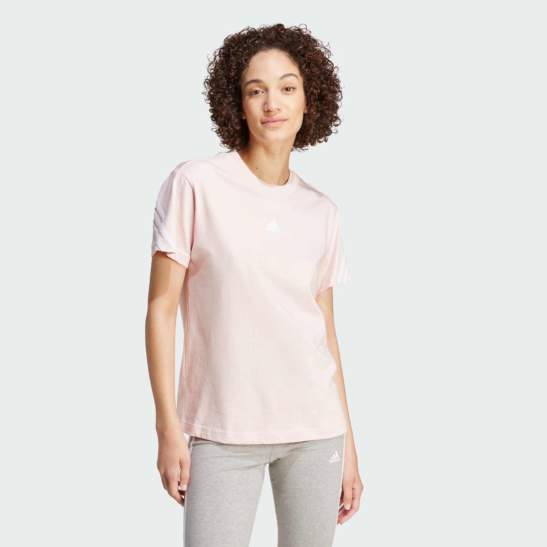 Adidas Women's Future Icons 3 Stripes Pink T-Shirt - Casual Comfort Fit Tee for Everyday Wear, Gym & Street Style