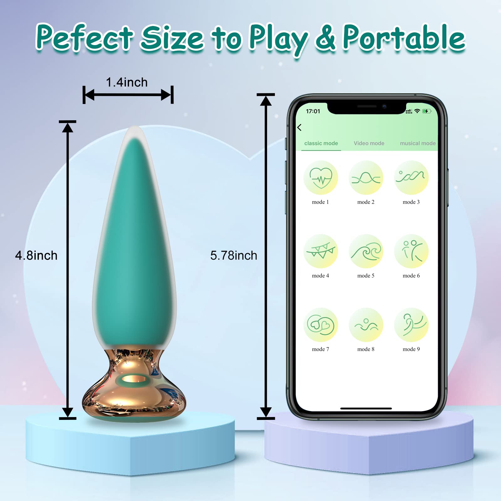 Rechargeable Anal Butt Vibrator with 9 Vibrating Modes & APP/Remote Control - Prostate Massager & G-Spot Stimulator for Men & Couples - Perfect for Solo Play, Couples Intimacy & Sensual Exploration