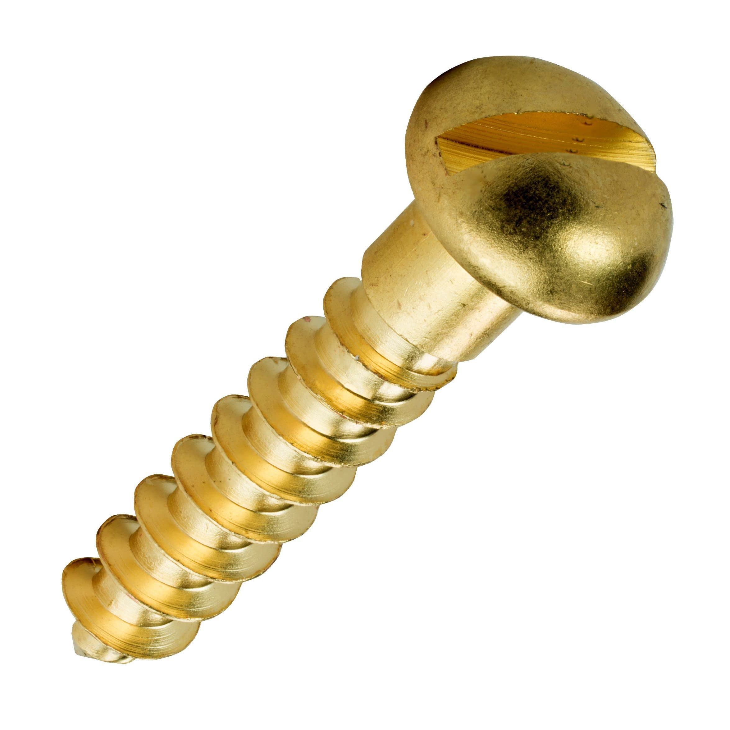 Solid Brass #3 Round Head Slotted Drive Wood Screws 1/4