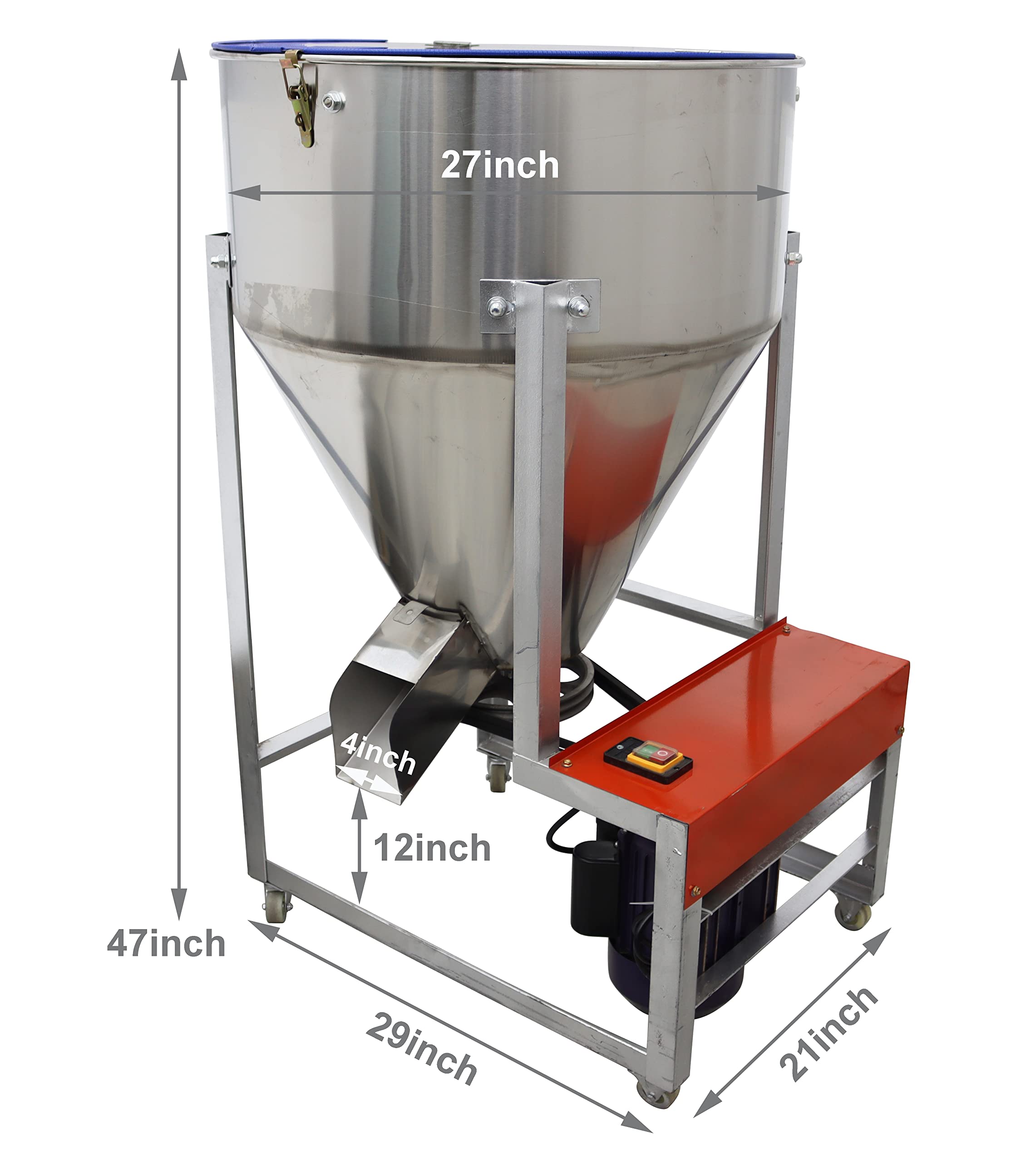 TECHTONGDA Commercial Powder Mixer Blender - 220lbs Capacity for Dry Grain, Particle & Granula Mixing - Perfect for Bakery, Spice Blending & Food Processing