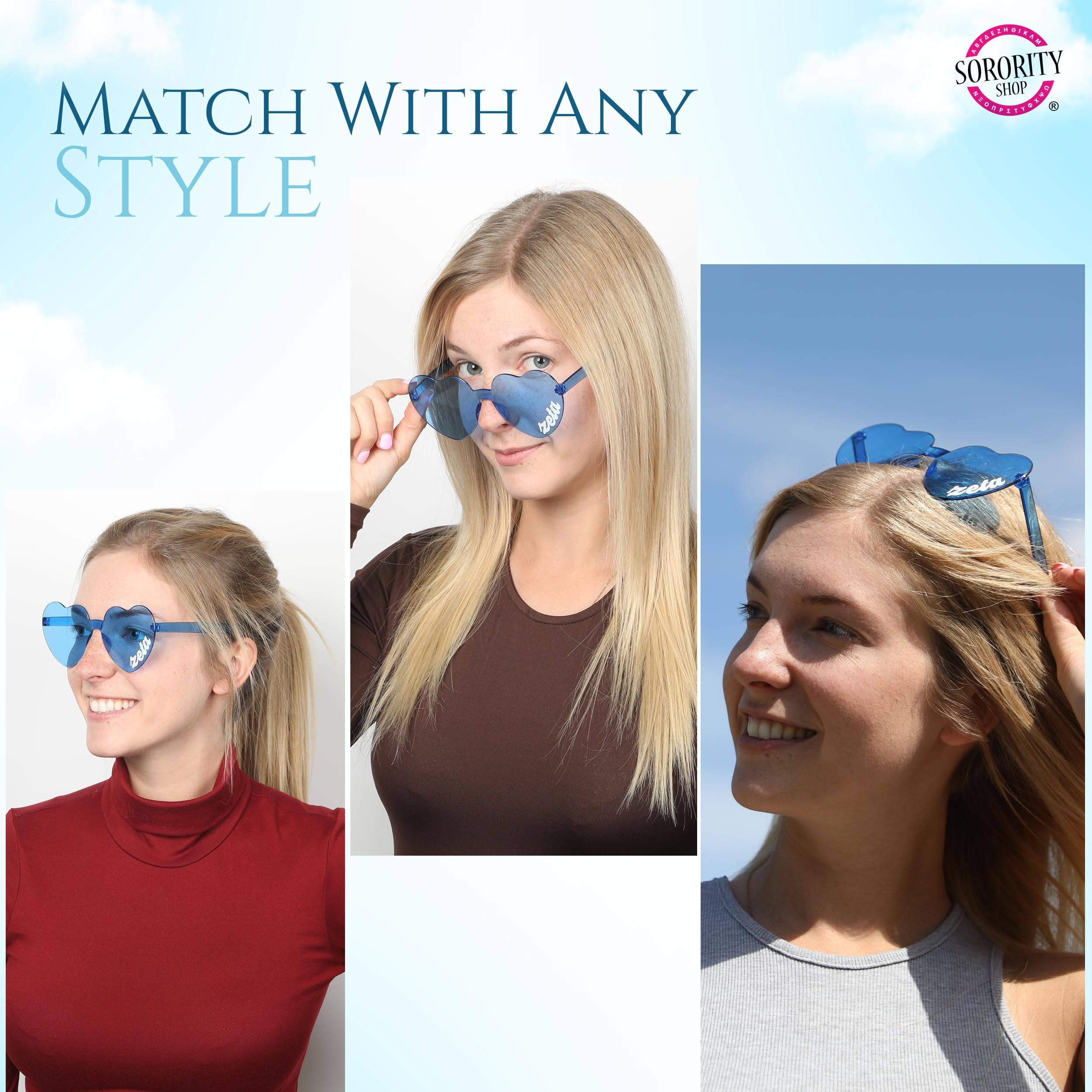 Alpha Sigma ASA Sorority Sunglasses - Heart Shaped UV Protection Glasses with Greek Letters, Perfect Big Little Gifts for Sorority Sisters | Beach, Pool Party & Campus Wear