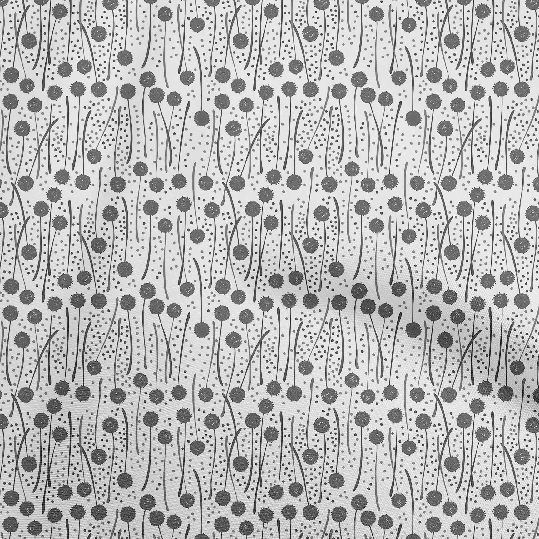 oneOone Cotton Cambric Gray Fabric - 56 Inch Wide Printed Abstract Floral Sewing Material by The Yard for DIY Clothing, Dresses, Quilting & Home Decor Projects