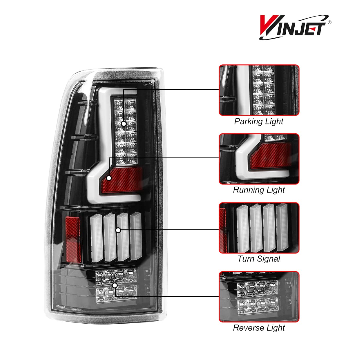Winjet LED Tail Lights Assembly for 1999-2006 Chevy Silverado & 1999-2003 GMC Sierra - DRL, Turn Signal & Brake Running Lights (Clear Lens, 1 Pair Left+Right) - Perfect for Off-Roading & Night Driving