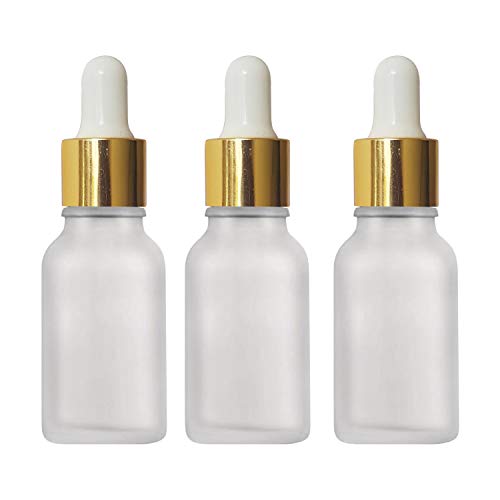 Frosted Glass Bottle, Golden Dropper, 15ml