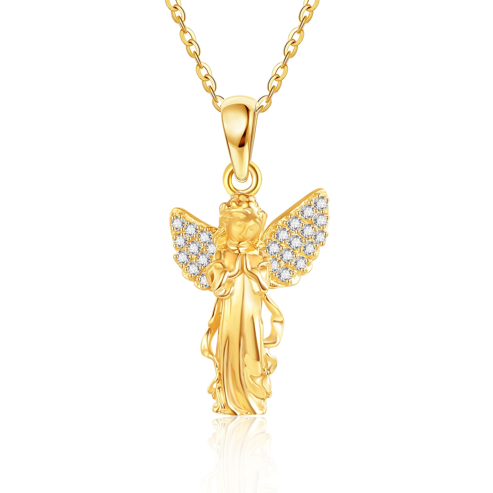 14K Solid Yellow Gold Guardian Angel Wings Pendant Necklace for Women - Elegant Wing Jewelry Gift for Her, Birthday, Anniversary & Special Occasions | Perfect for Everyday Wear, Date Nights & Meaningful Gifts