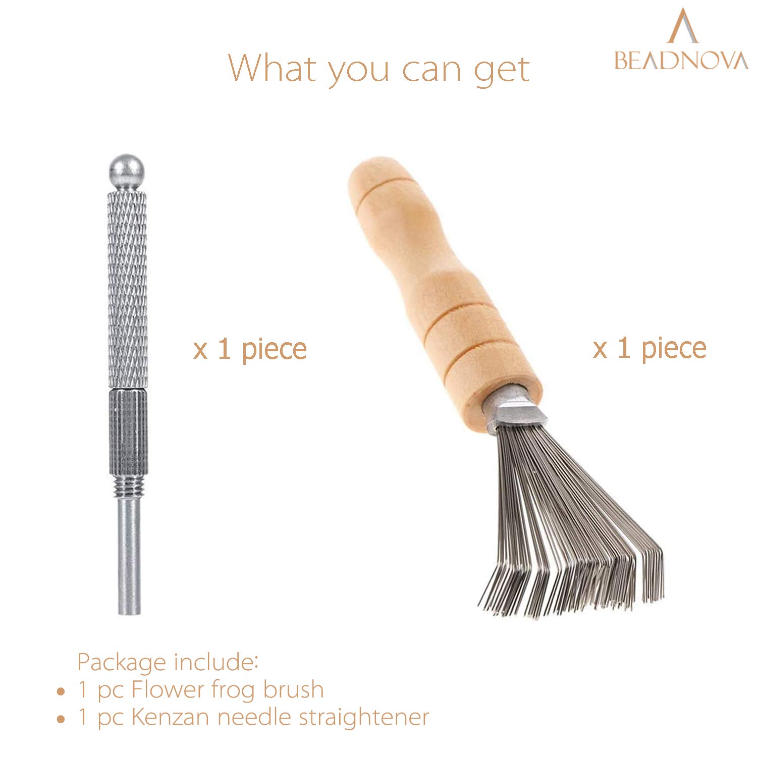 BEADNOVA Kenzan Flower Frog Needle Straightener - Ikebana Floral Tool Set with Pin Straightener & Cleaning Brush - Perfect for Flower Arranging, Hair Comb Cleaning, and DIY Craft Projects