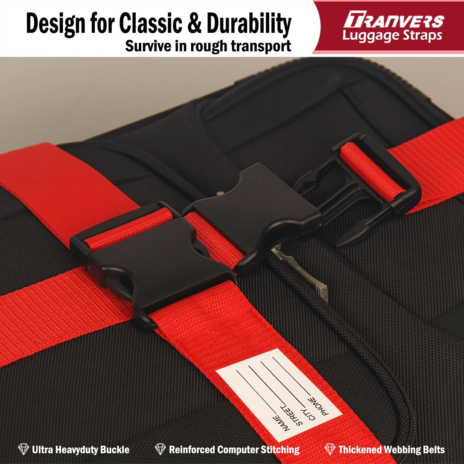 Heavy Duty Adjustable Luggage Straps for Suitcases, Duffel Bags & Travel Cases - 79