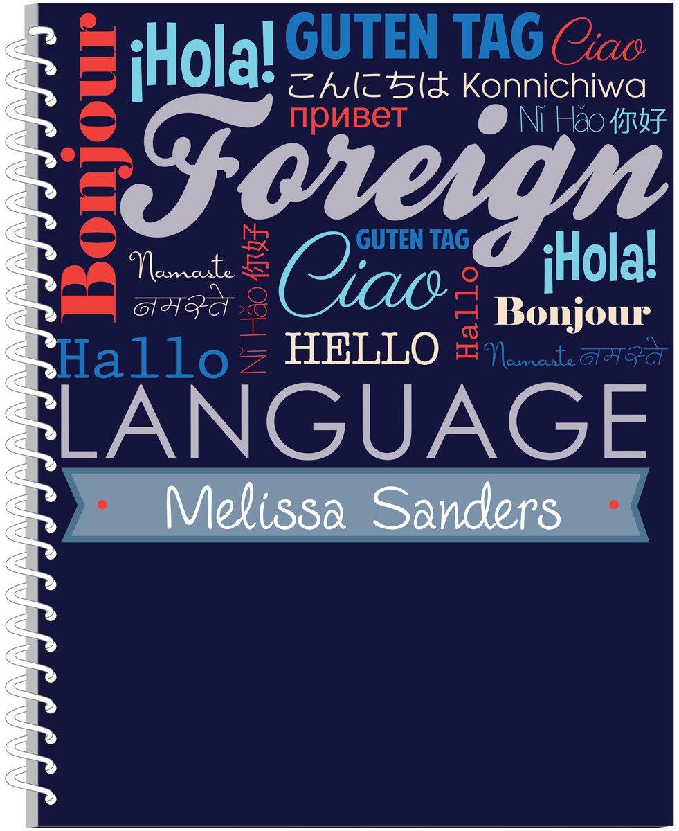 75-Page Foreign Language Subject Notebook for School - Personalized Kids Journal & Customized Notebook | School Supplies & Gear for Students, Homework, Note-Taking & Language Learning